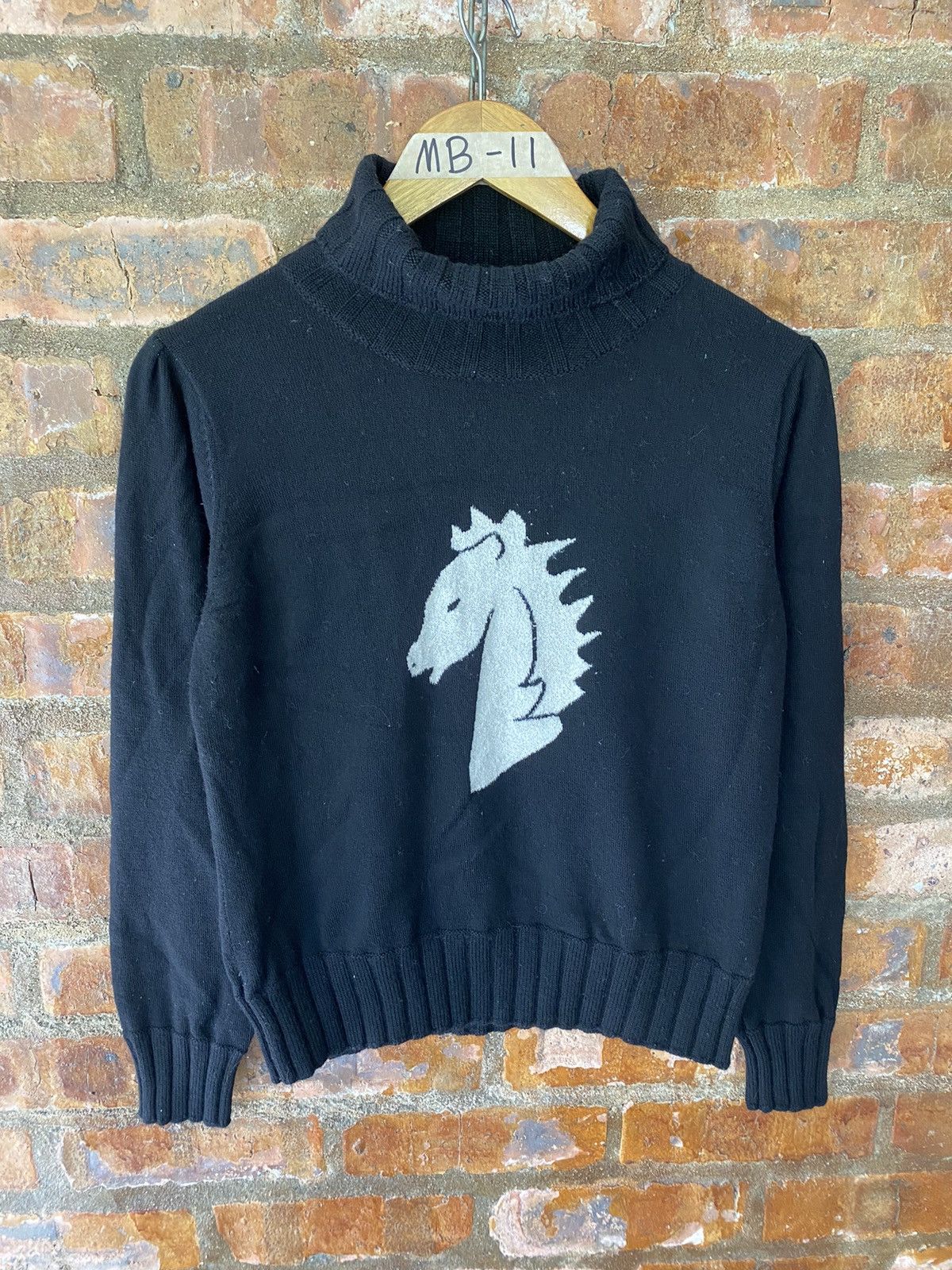 Y's 1990s pierre cardin intarsia Horse knit Size M / US 6-8 / IT 42-44 - 2 Thumbnail