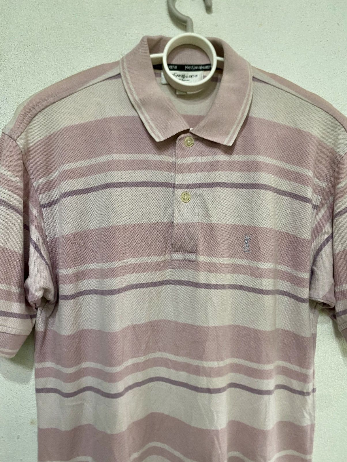 Japanese Brand × Yves Saint Laurent Yves Saint Laurent Striped Collar T Shirt Size US M / EU 48-50 / 2 - 2 Thumbnail