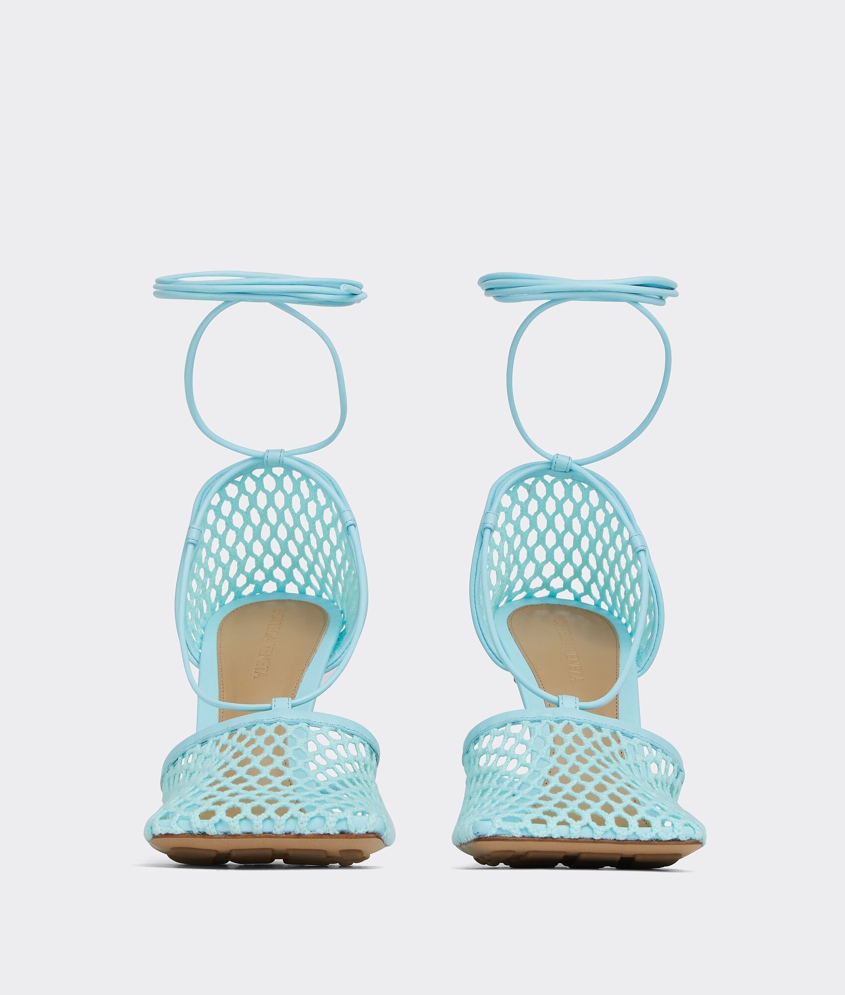 Bottega Veneta o1n1vont1024 Stretch Lace-Up Sandals in Pale Blue Size US 7 / IT 37 - 2 Thumbnail