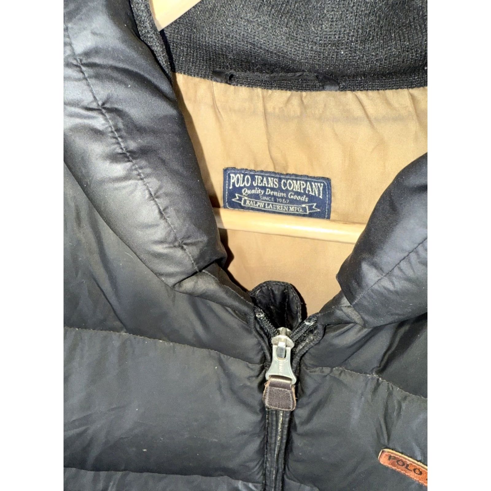 Vintage Polo Jeans Company Vest Puffer Down Insulated Outerwear Jacket Winter MENS L Black Zip Pockets Quilted Logo Full Zip Slit? Size US L / EU 52-54 / 3 - 6 Thumbnail