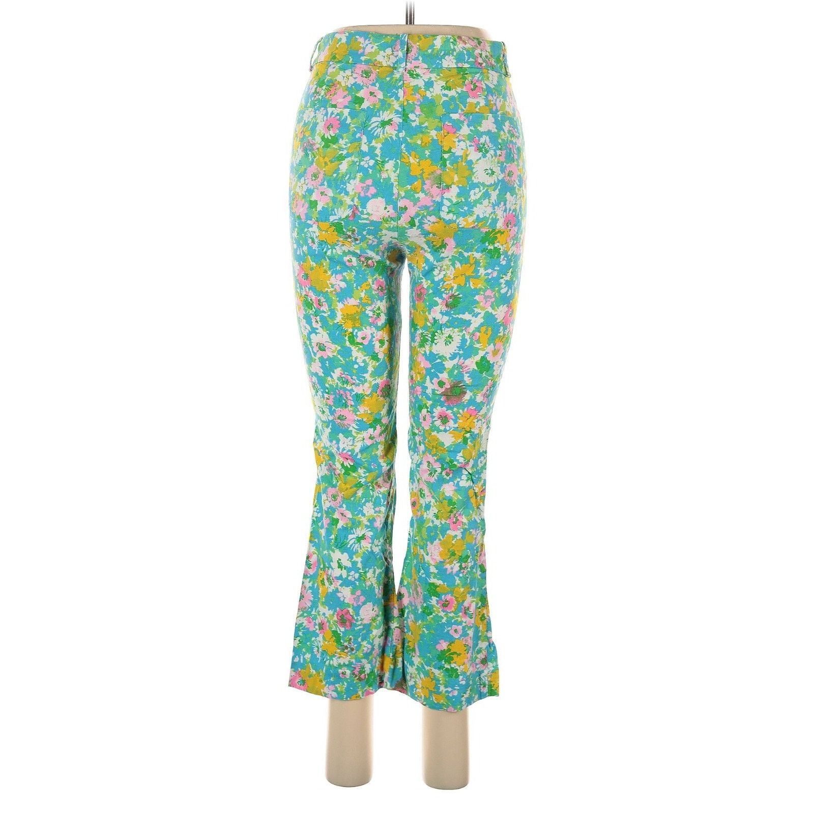 Zara ZARA FLORAL PRINT LINEN BLEND CROP FLARE PANTS - SZ 4 Size 27" / US 4 / IT 40 - 3 Thumbnail