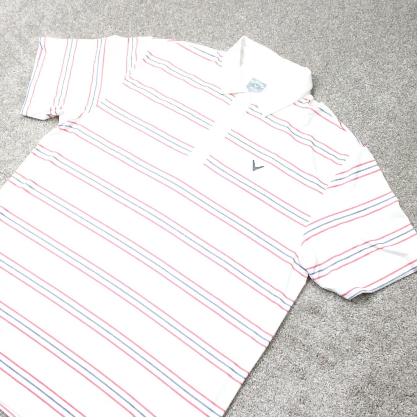 Callaway Callaway Polo Shirt Mens Large White Red Blue Striped Opti-Dri Golf Short Sleeve Size US L / EU 52-54 / 3 - 4 Thumbnail