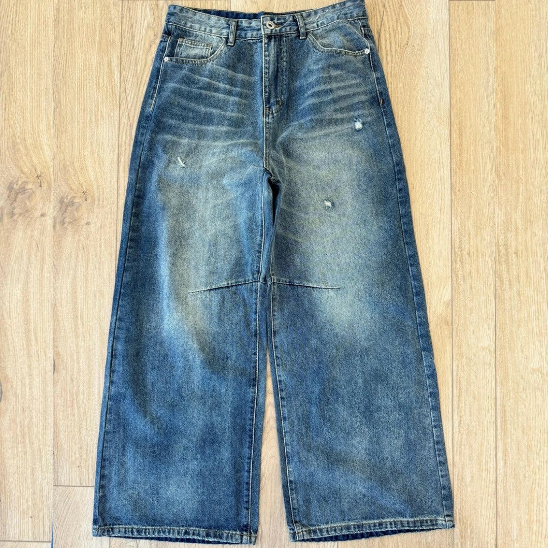 Japanese Brand Blue-Gray distressed baggy jeans Size US 30 / EU 46 - 1 Thumbnail