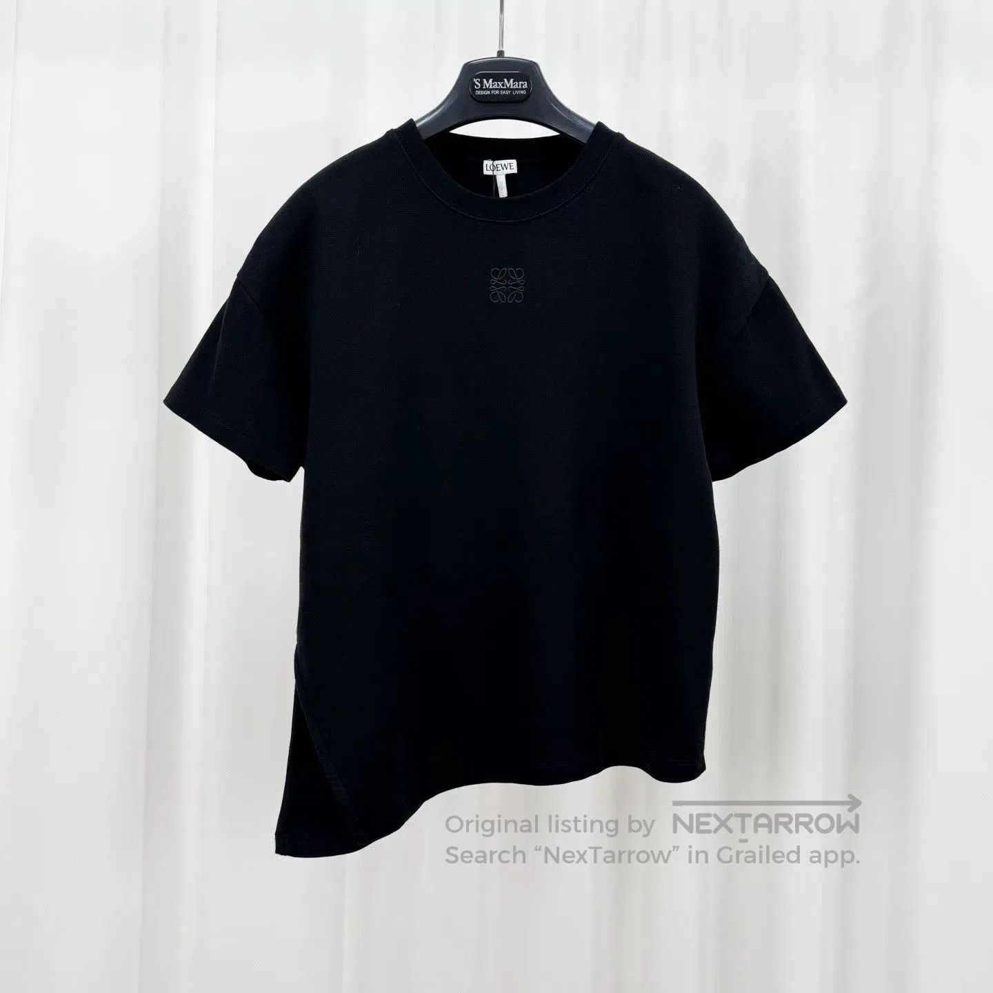 Loewe Irregular Hem Embroidered Logo Tee.