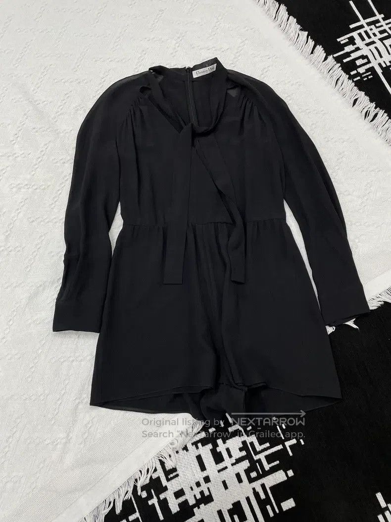 Dior Dior Black V-neck lacing silk dress Size S / US 4 / IT 40 - 1 Thumbnail