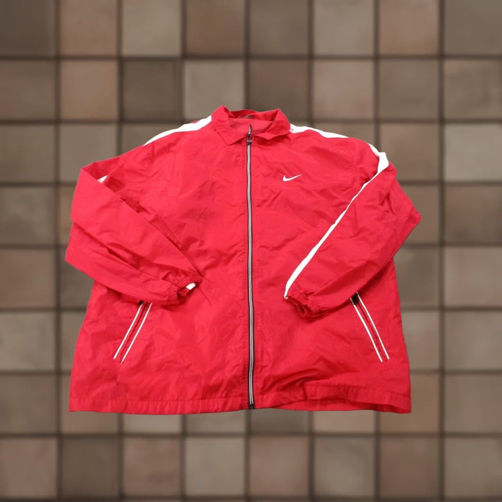 Nike VINTAGE Nike Jacket Mens 2XL Red Swoosh Windbreaker Casual Zipper Full Zip Pockets Lightweight Athletic 90s Y2K Style Size US XXL / EU 58 / 5 - 1 Thumbnail
