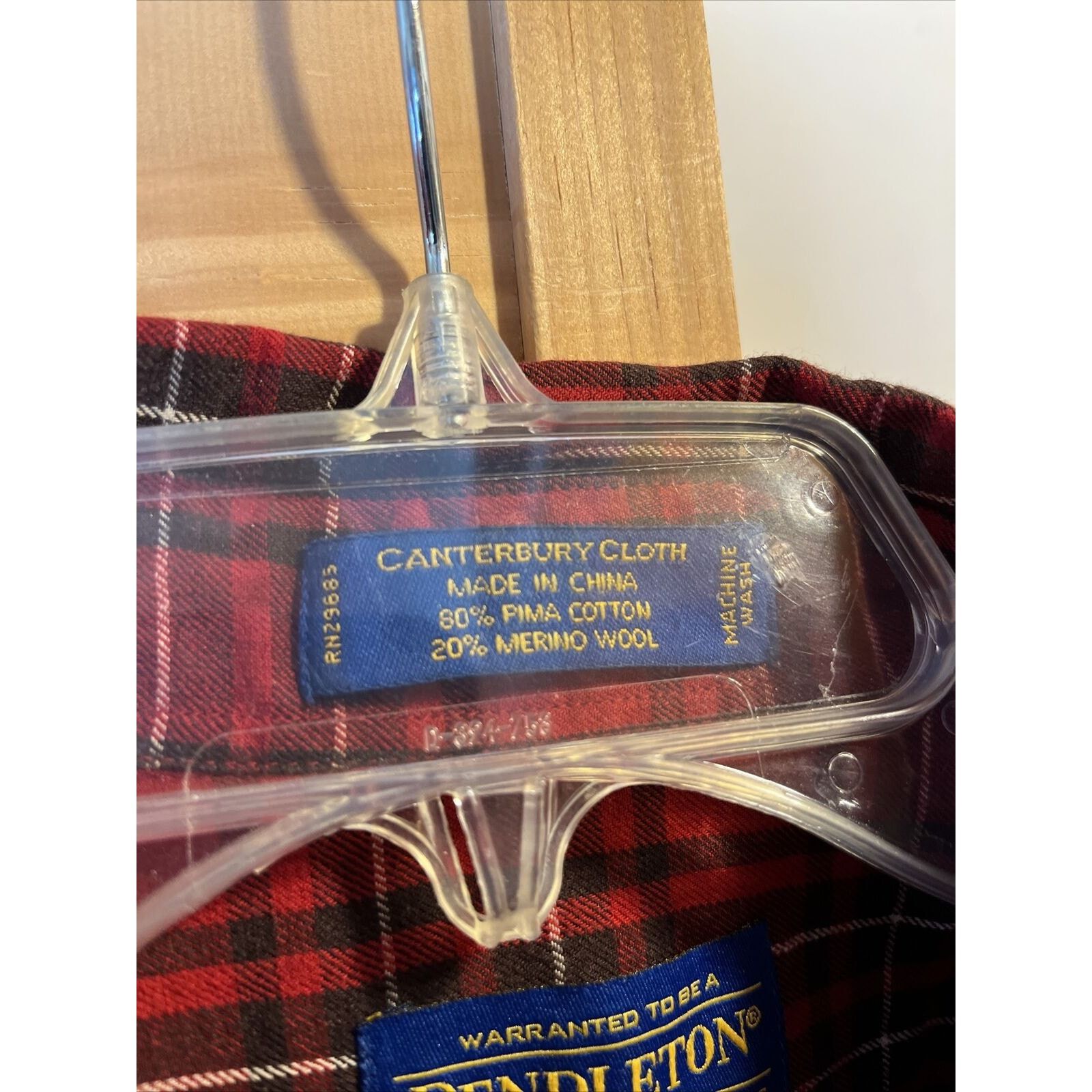 Pendleton Pendleton Mens L Red Plaid LS pima cotton merino wool shirt Size US L / EU 52-54 / 3 - 5 Thumbnail