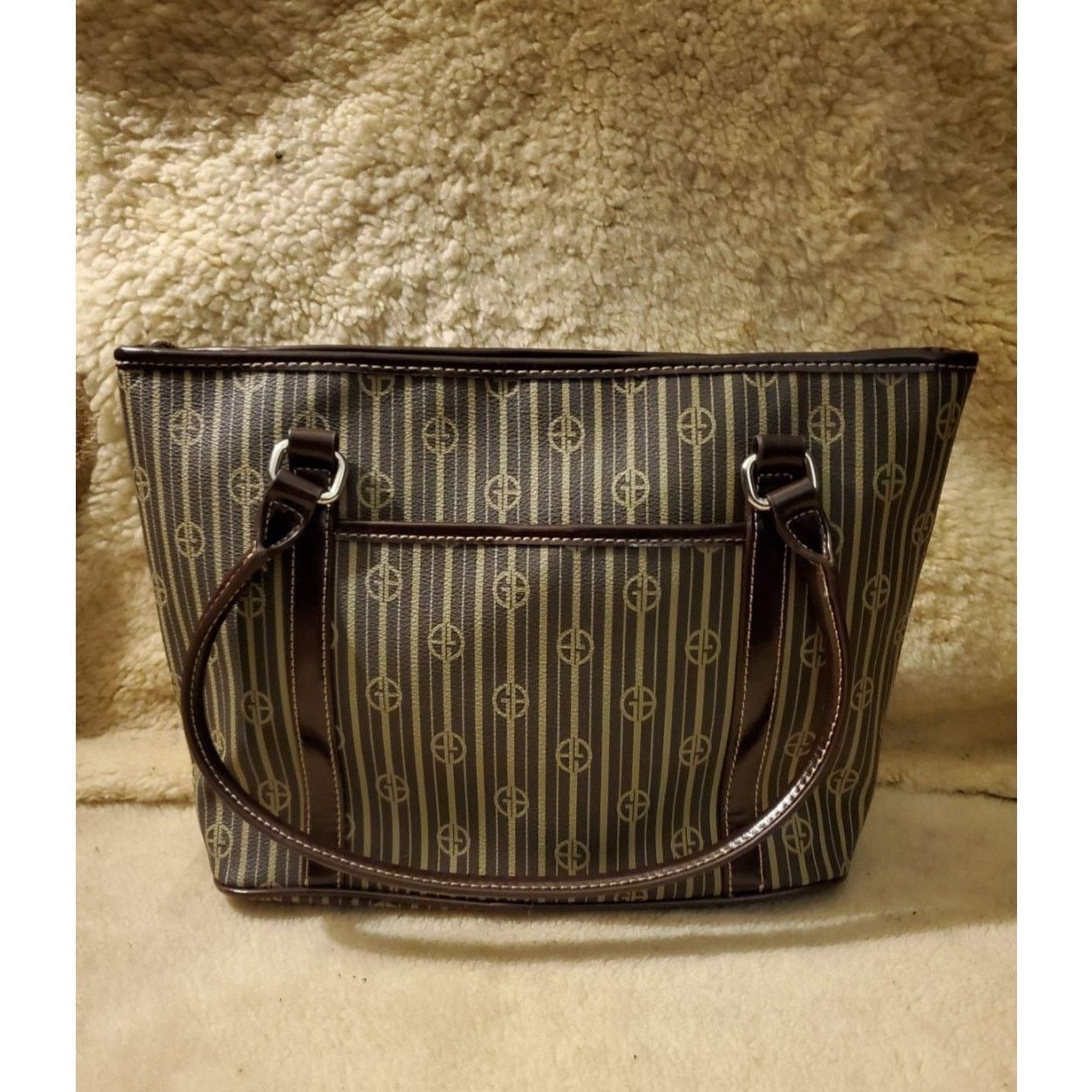 Giani Bernini Giani Bernini Signature Striped Ladies Handbag Brown 8558RP Size ONE SIZE - 2 Thumbnail