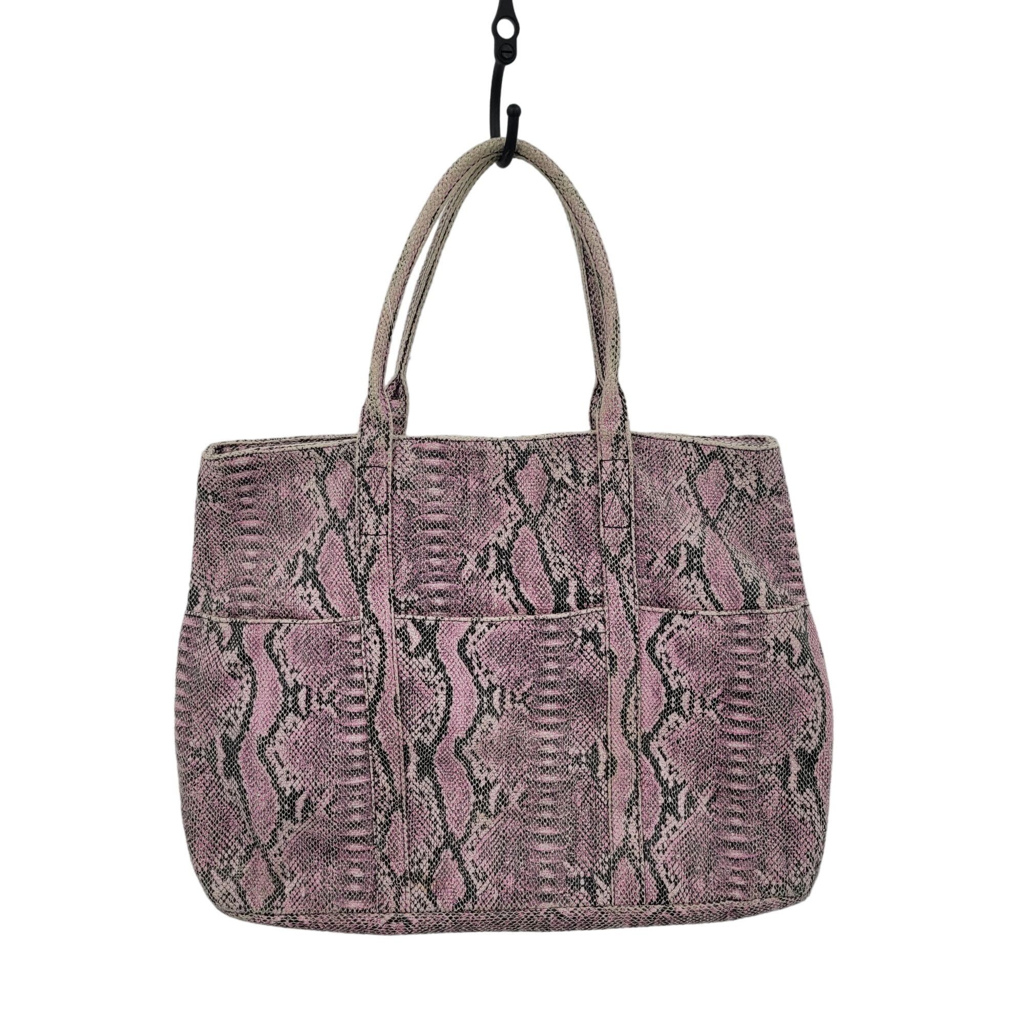 Designer BCBG Max Azria Pink Black Snake Print Vegan Tote Overnight B Size ONE SIZE - 1 Thumbnail