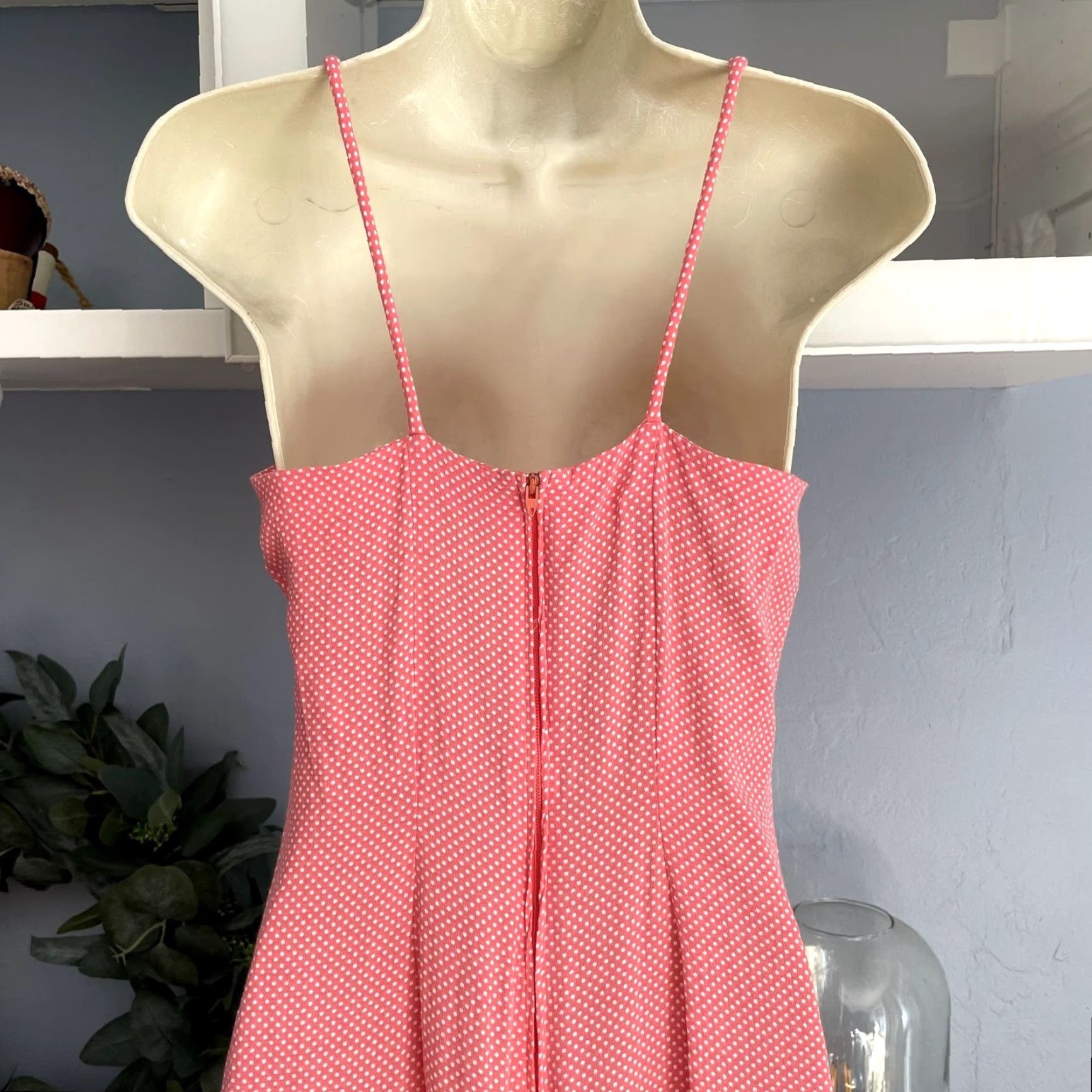 Vintage VINTAGE Rampage Pink Polka Dot Jumpsuit Romper XS/S Cropped 90s Wide Leg Sleeveless Zip Womens One-Piece Casual Spring Summer Size 26" / US 2 / IT 38 - 5 Thumbnail