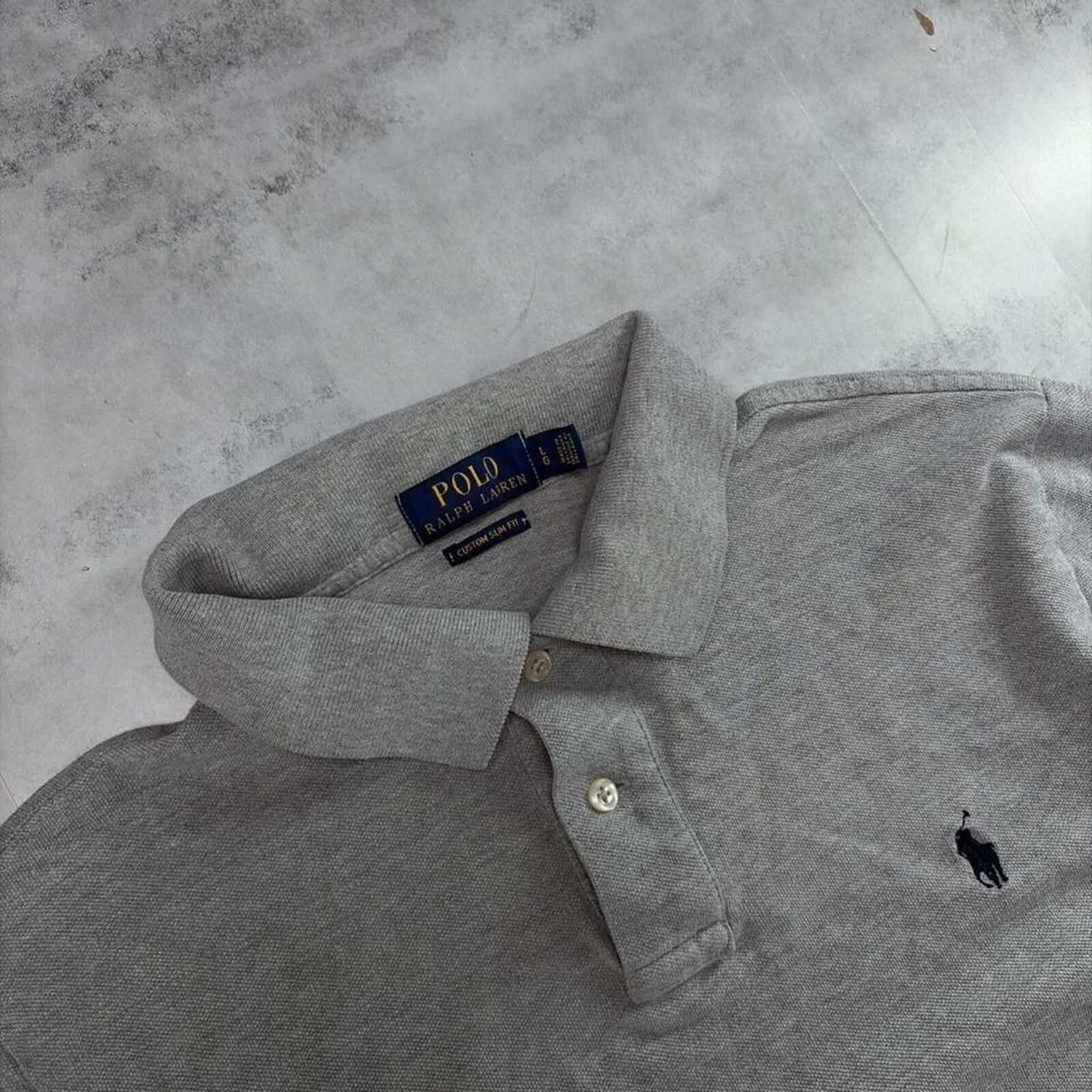 Polo Ralph Lauren Y2K Grey Polo Ralph Lauren Distressed Skater Polo Shirt Size US L / EU 52-54 / 3 - 4 Thumbnail