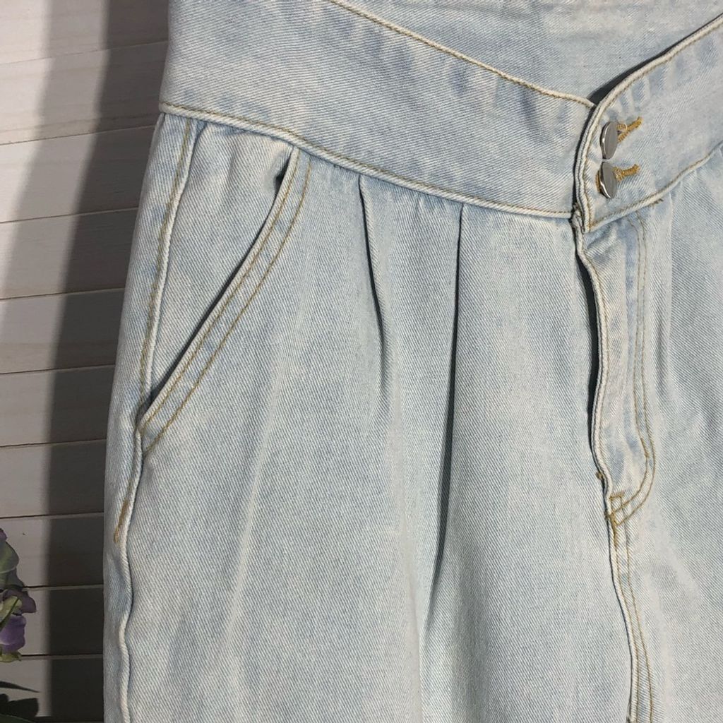 Vintage Vtge Y2K 90s retro high rise wide legs light blue jeans sz M Size 30" / US 8 / IT 44 - 4 Thumbnail