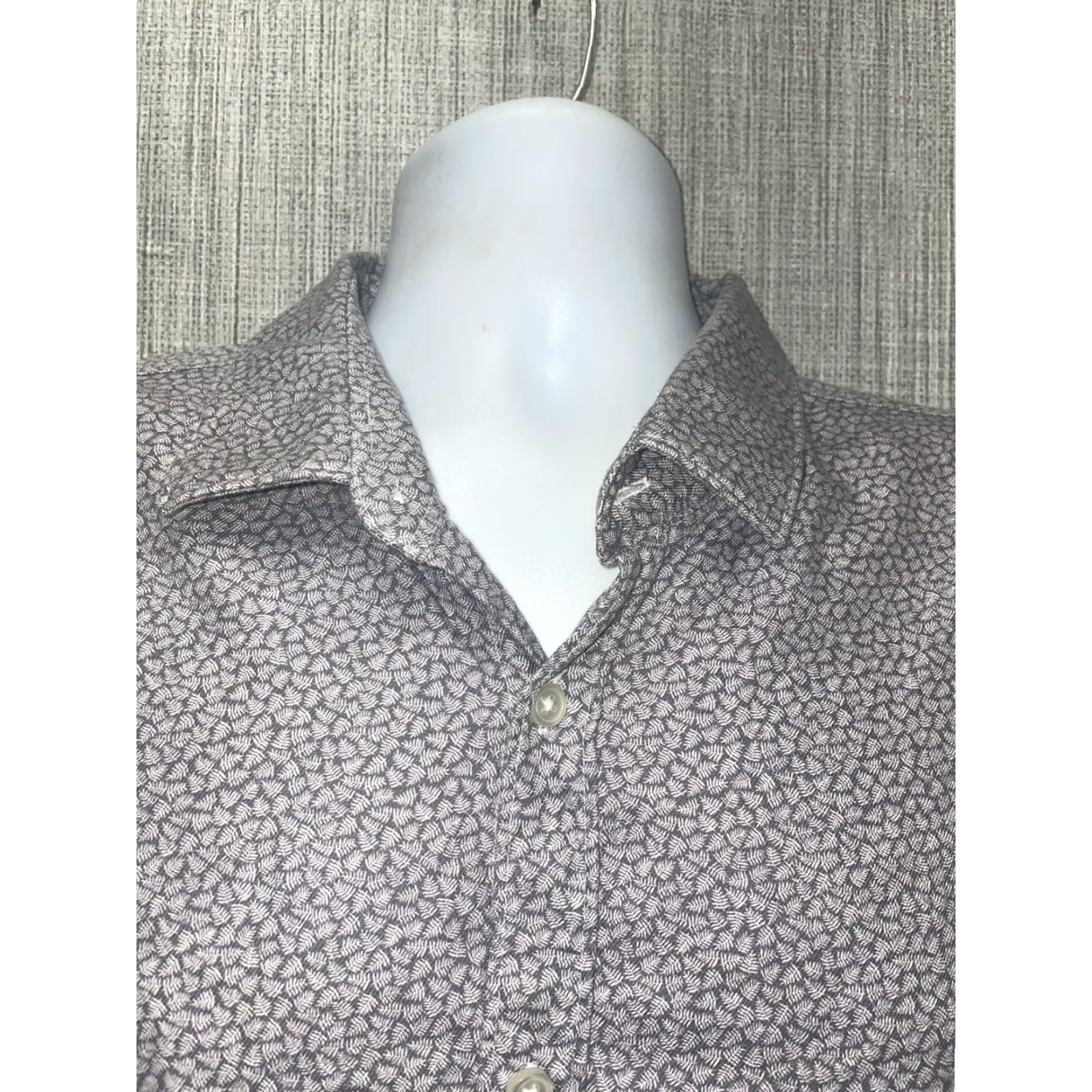 Hugo Boss HUGO BOSS Slim Fit Grey Leaf Print Long Sleeve Button Down Shirt XL Mens Size US XL / EU 56 / 4 - 2 Thumbnail