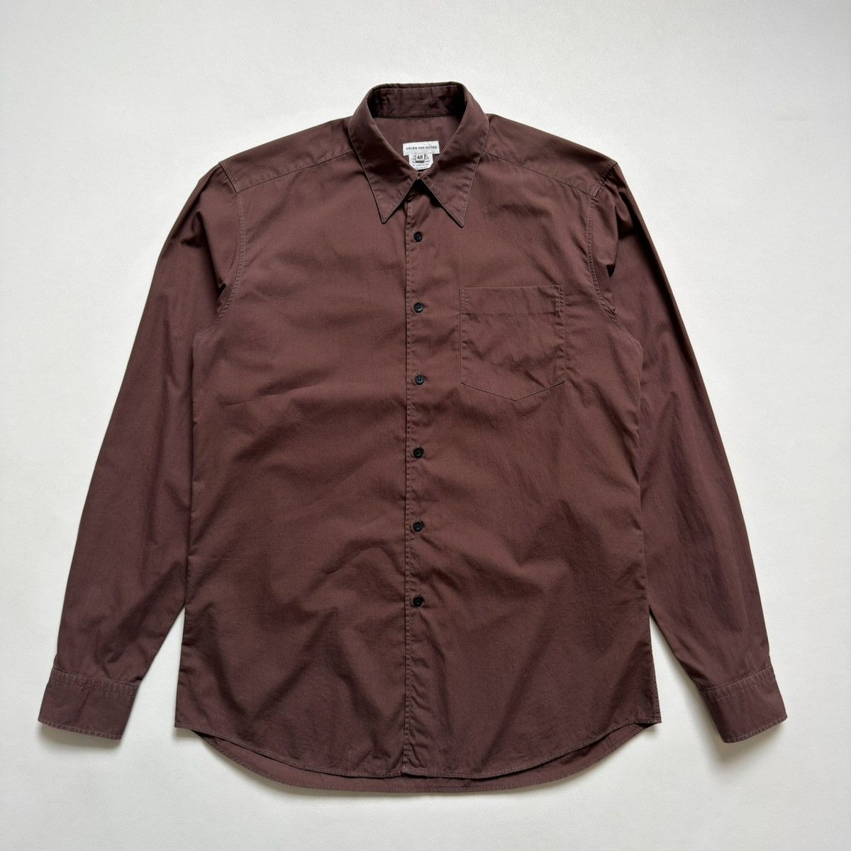 Dries Van Noten 1990s Chocolate Brown Cotton Shirt Size US M / EU 48-50 / 2 - 1 Thumbnail