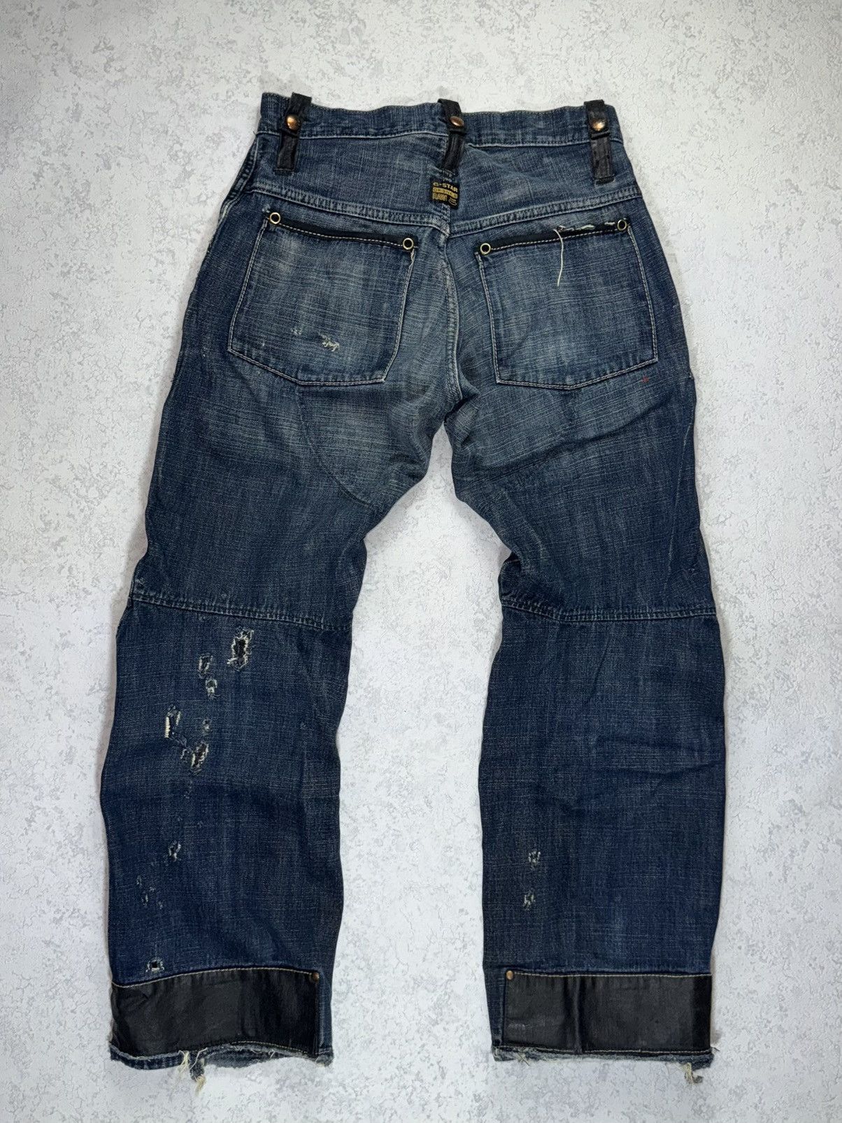 G-Star Vintage G Star Raw Elwood Workwear Distressed Jeans Leather Size US 31 - 10 Thumbnail