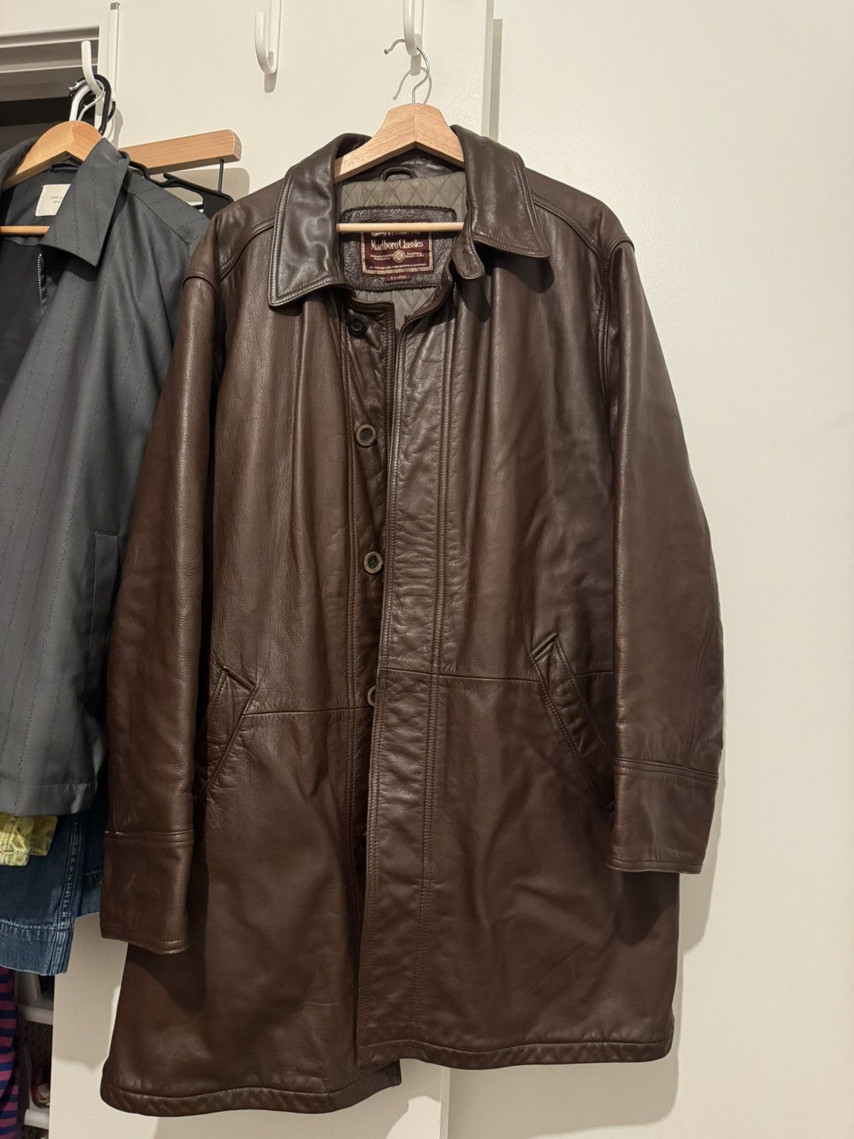 Vintage Marlboro Classics Leather Coat – Brown – XL