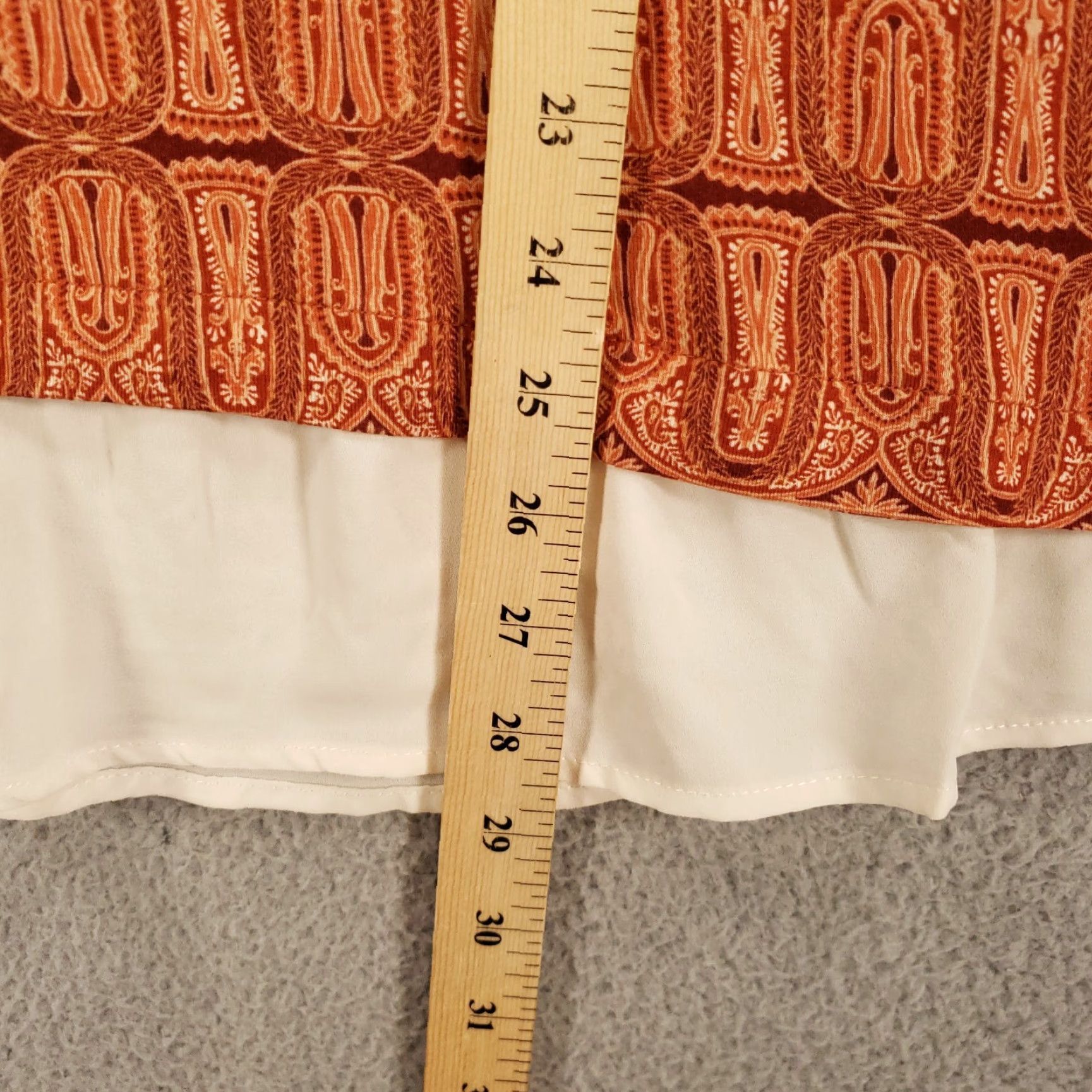 Vintage Womens 1X Orange Chiffon Geometric Blouse Top Layered Look Casual Sleeve Round Neck Pullover Plus Size 1X Rose And Olive Size XL / US 12-14 / IT 48-50 - 4 Thumbnail