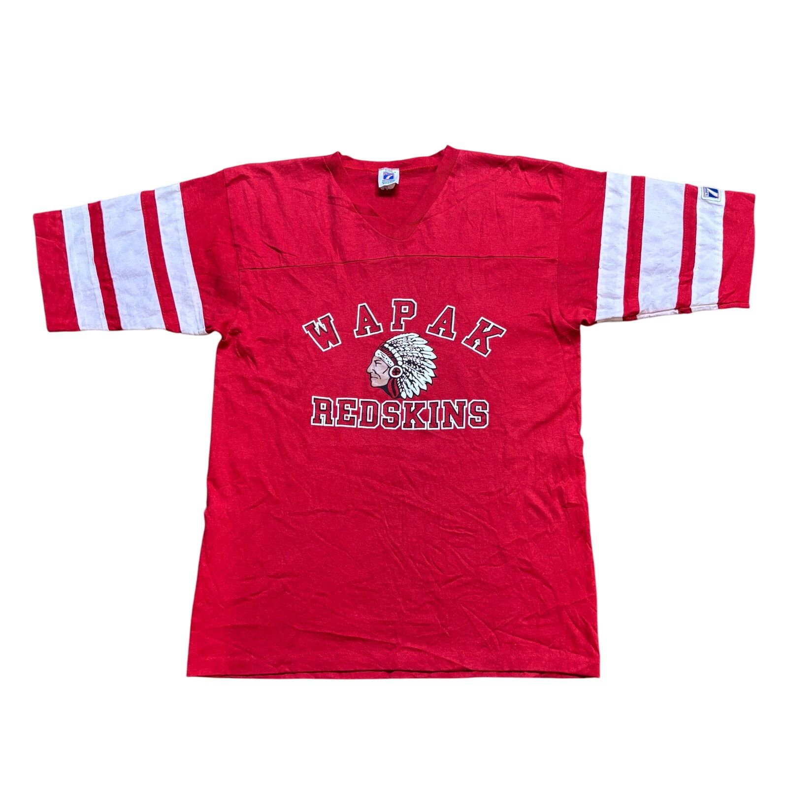 Logo 7 × Vintage Vintage 80s Wapak Redskins High School Single Stitch Shirt M Size US M / EU 48-50 / 2 - 1 Thumbnail