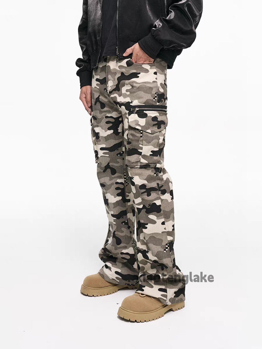 Designer × Japanese Brand × Vintage Utility skate hiphop camo cargo zipper bootcut pants Size US 32 / EU 48 - 5 Thumbnail