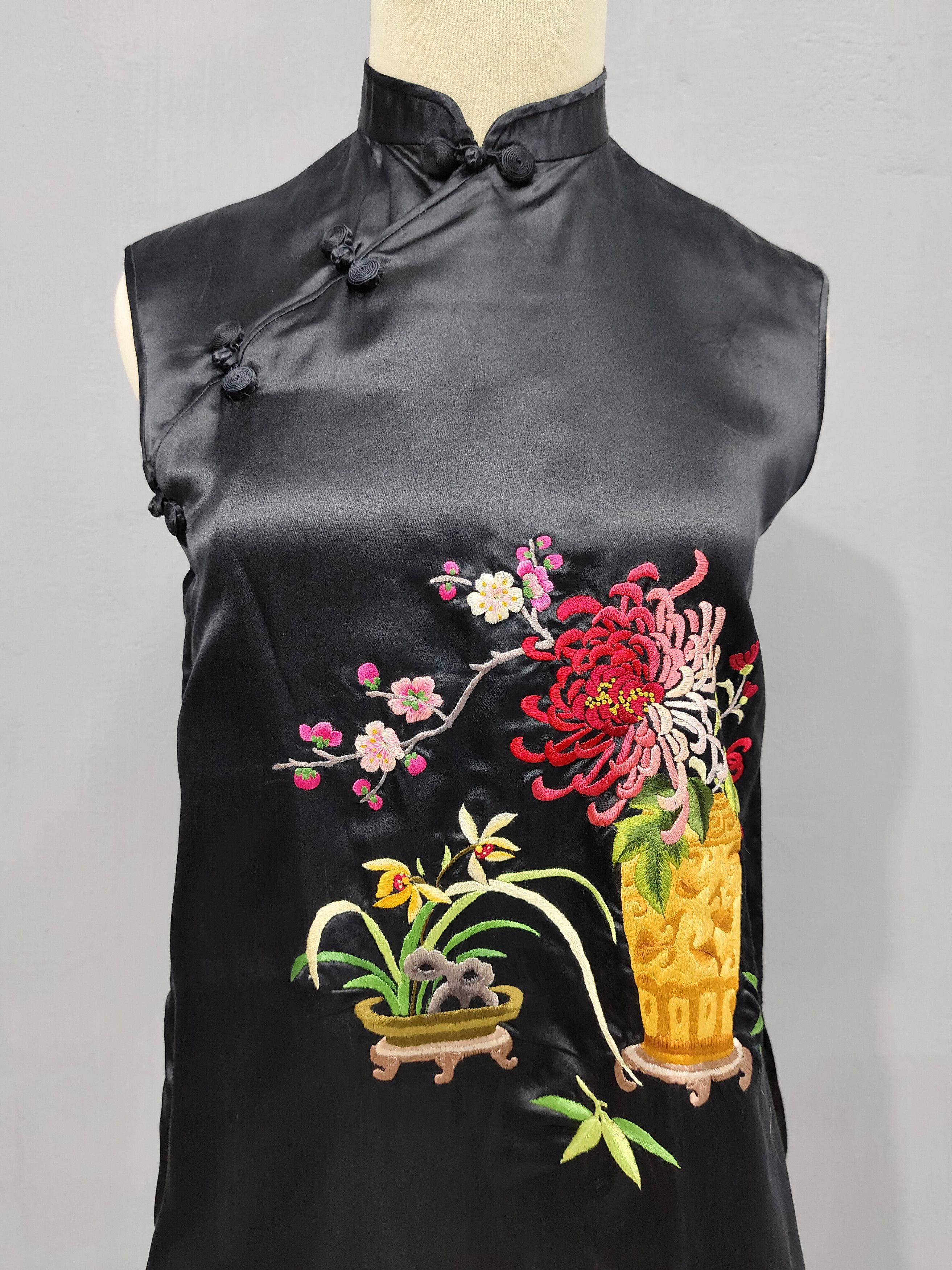 Vintage 90s Silver Lake Oriental Embroidered Cheongsam Blouse Size S / US 4 / IT 40 - 2 Thumbnail