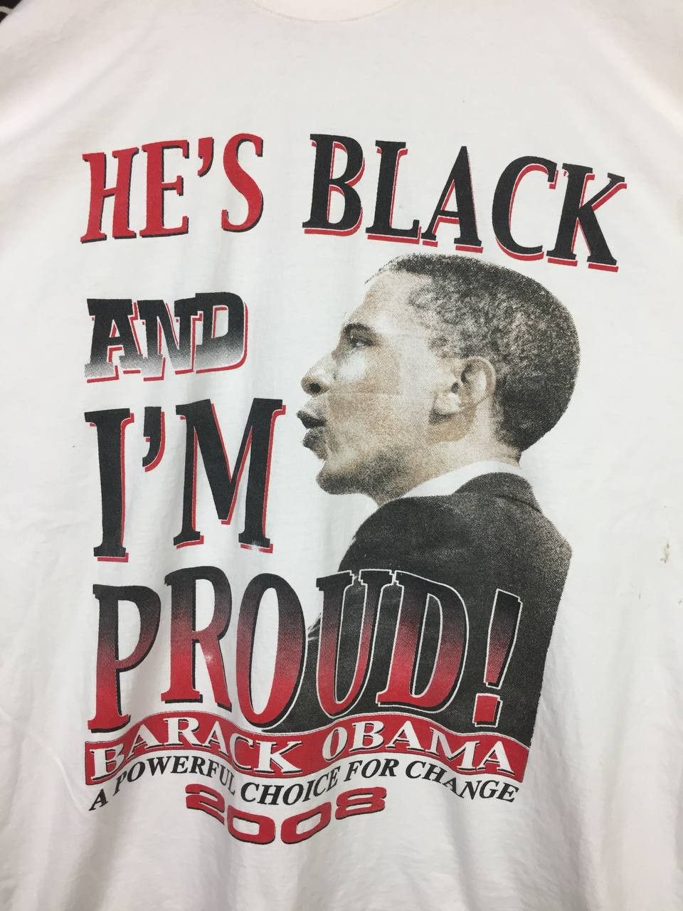 Rap Tees Vtg Barack Obama He's Black & I'm Proud 2008 Campaign Tee Size US XXL / EU 58 / 5 - 3 Thumbnail
