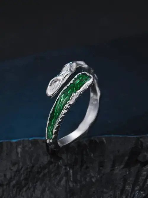 Japanese Brand Two Tone Vintage Green Ring Size ONE SIZE - 2 Thumbnail