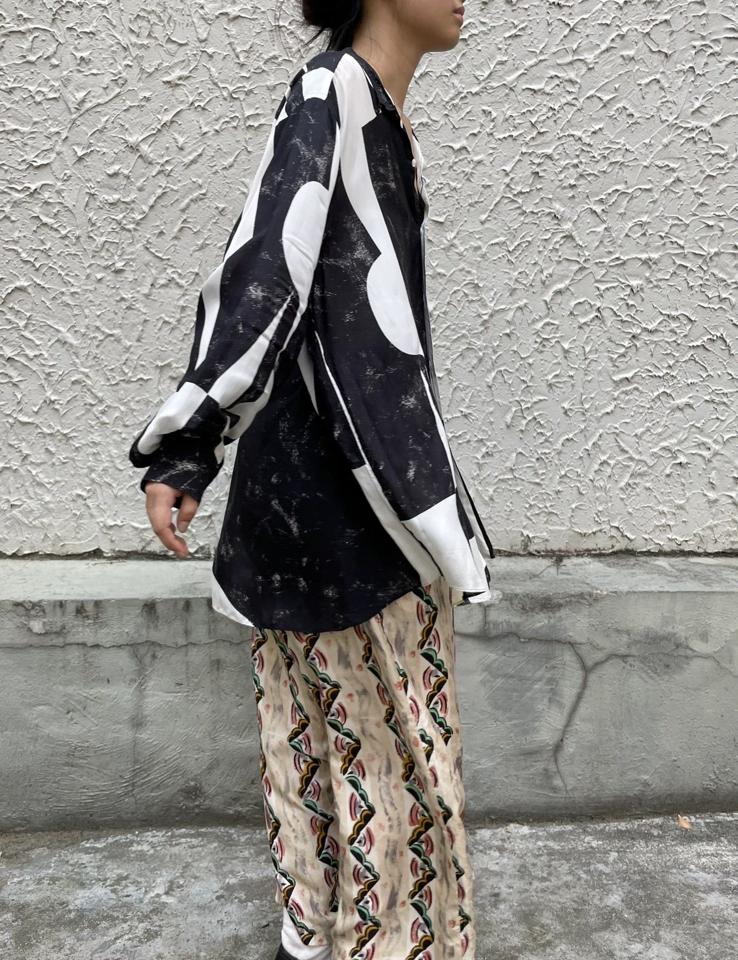 Comme des Garcons CDG HOMME 1985 Geometric B&W Rayon Shirt M-L Size US M / EU 48-50 / 2 - 7 Thumbnail