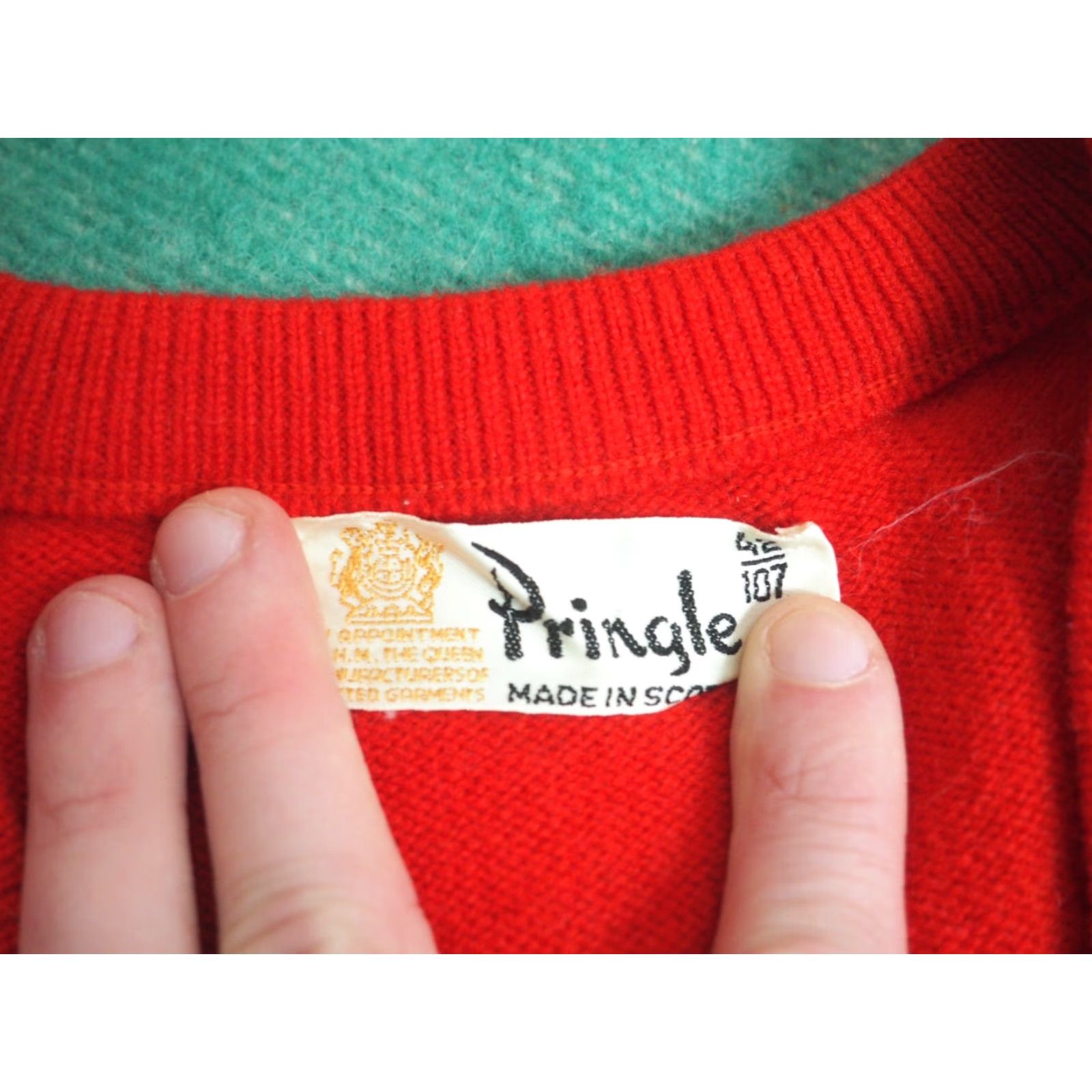 Vintage VTG Pringle Scotland Red Wool Vest Sweater Vest Mens L V-Neck 60s 70s Ivy Preppy Knit Embroidered Cap "Classic" Suit Casual Size US L / EU 52-54 / 3 - 4 Thumbnail
