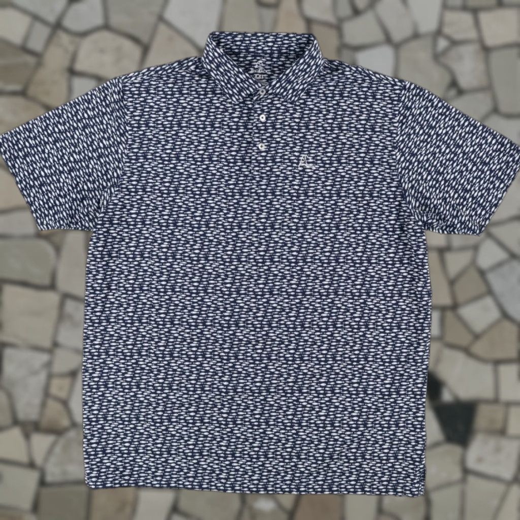 Vintage Rhoback Fish School Stretch Polyester Polo Shirt Navy Men's 2XL Size US XXL / EU 58 / 5 - 1 Thumbnail
