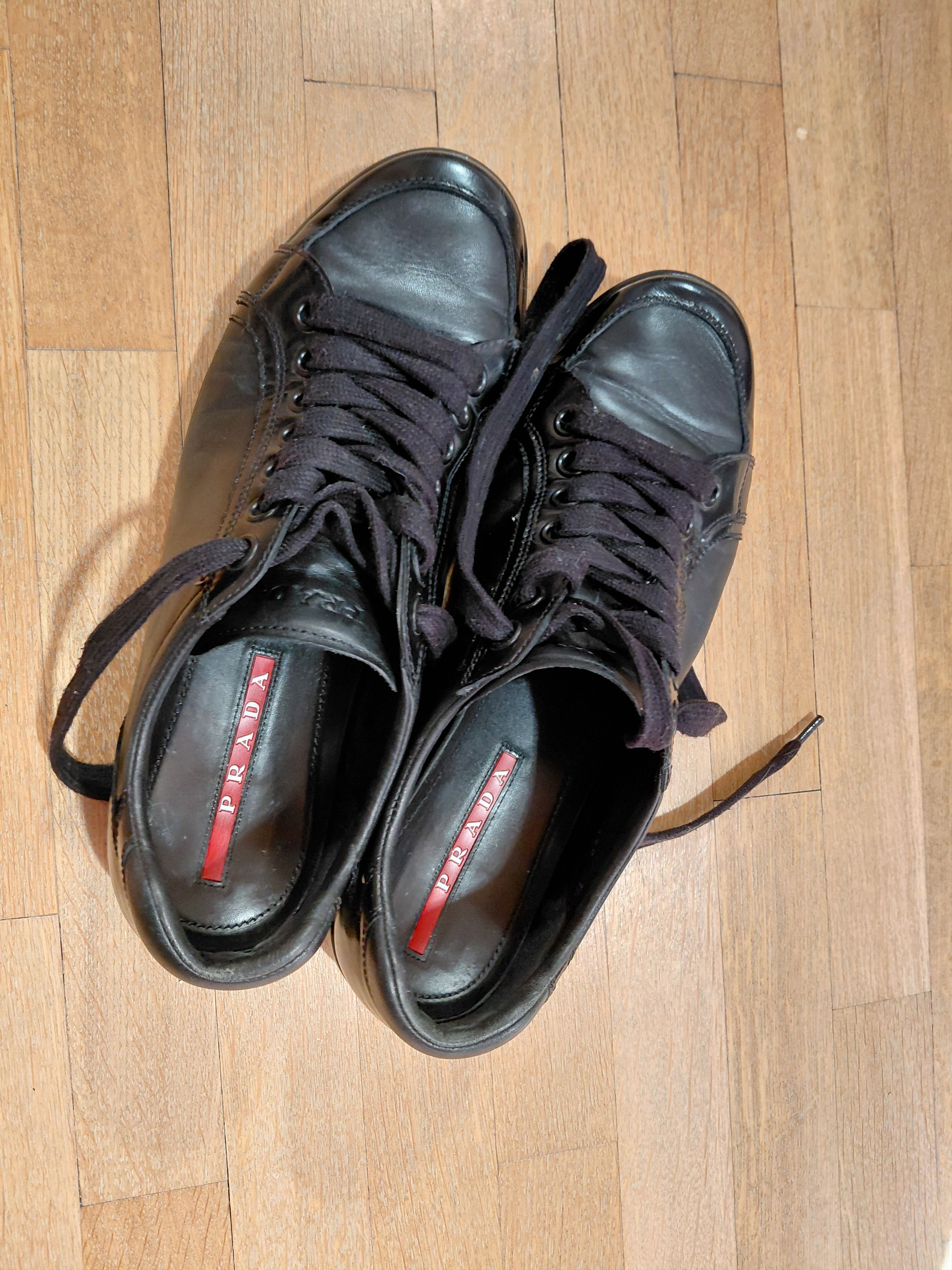 Prada Prada Sneakers Luxury Shoes Black Leather Authentic Size US 7.5 / EU 40-41 - 8 Thumbnail