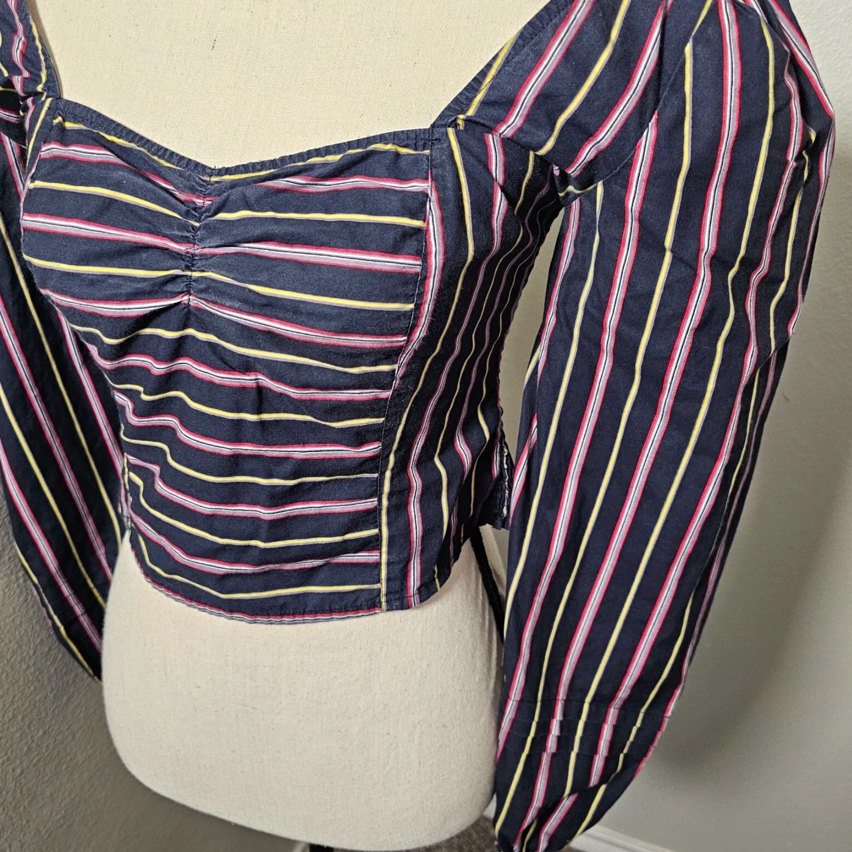Free People Free People Striped Cropped Balloon Sleeve Top Sunshine In Sicily Size S Size S / US 4 / IT 40 - 2 Thumbnail
