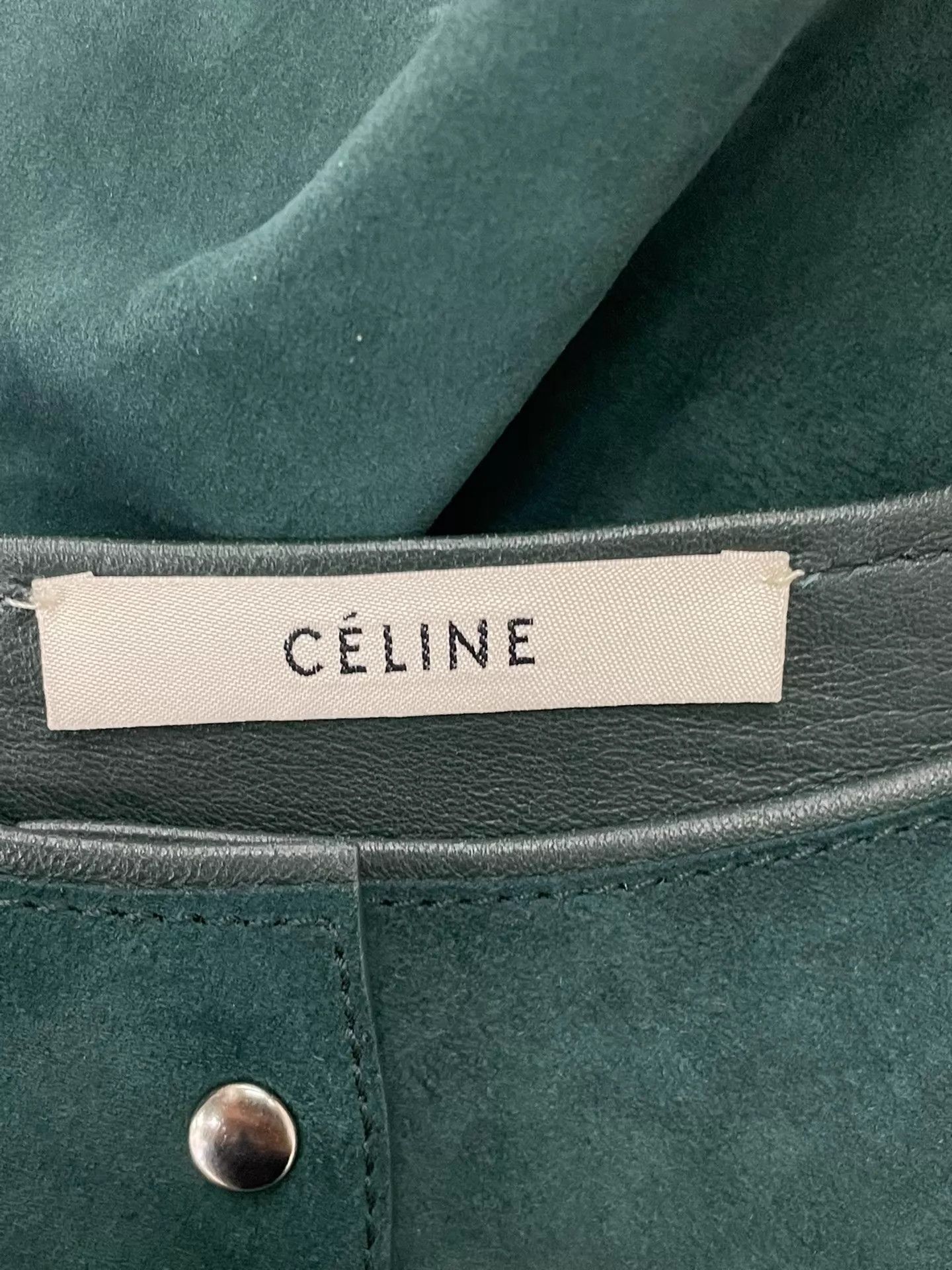 Celine Celine Emerald Green Suede Longsleeve Dress Women 34 Size XXS / US 00 / IT 34 - 3 Thumbnail