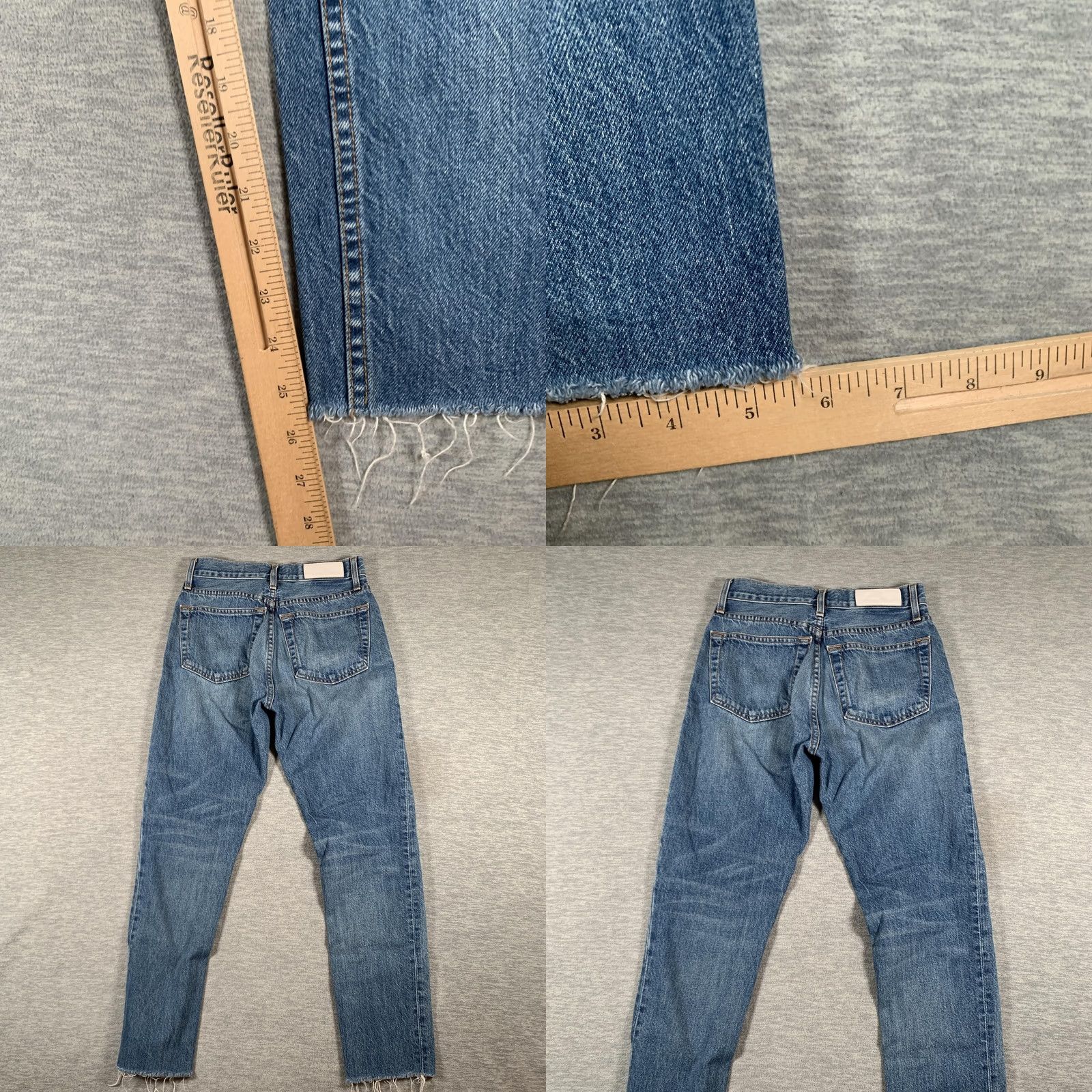 RE/DONE VINTAGE RE/DONE Jeans Womens 25 Blue Medium Wash High Rise Ankle Crop Raw Hem USA Size 42" / US 20 - 9 Thumbnail