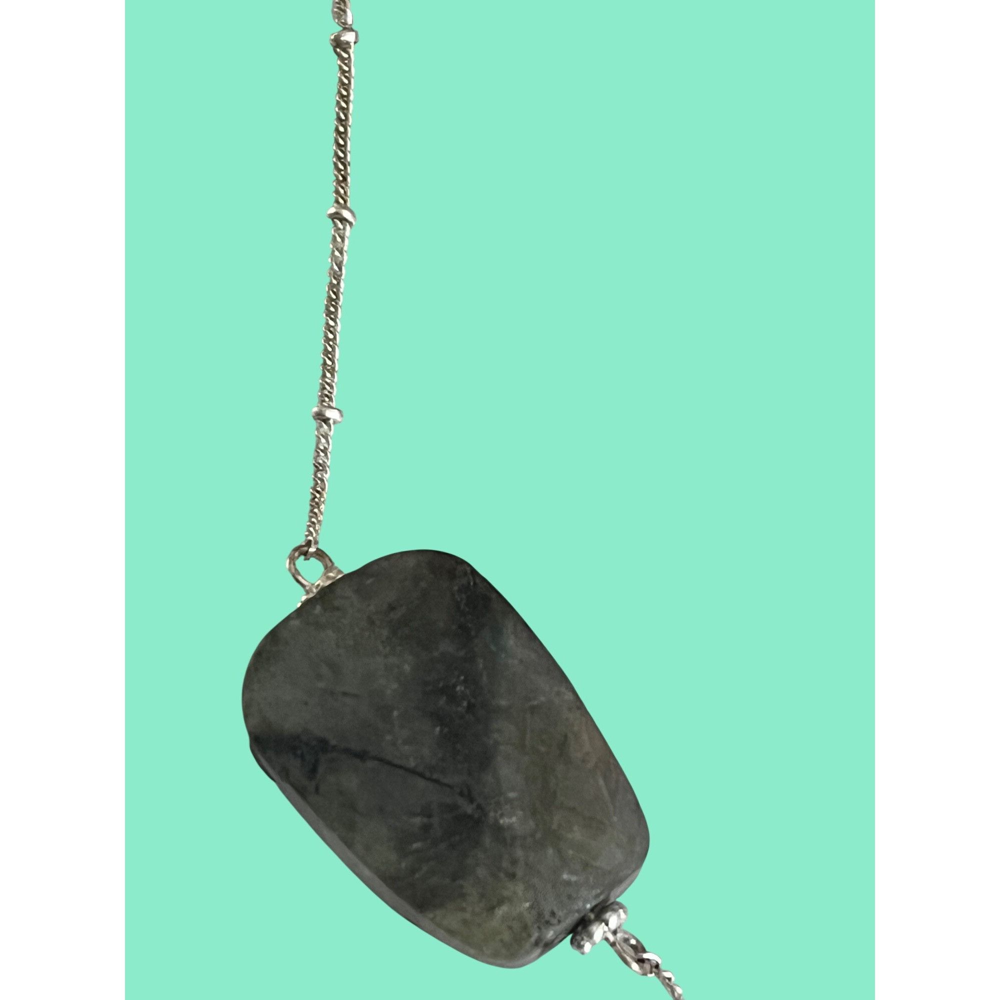 Other Silver toned Chain Necklace With Gray Stone Pendant Size ONE SIZE - 3 Thumbnail