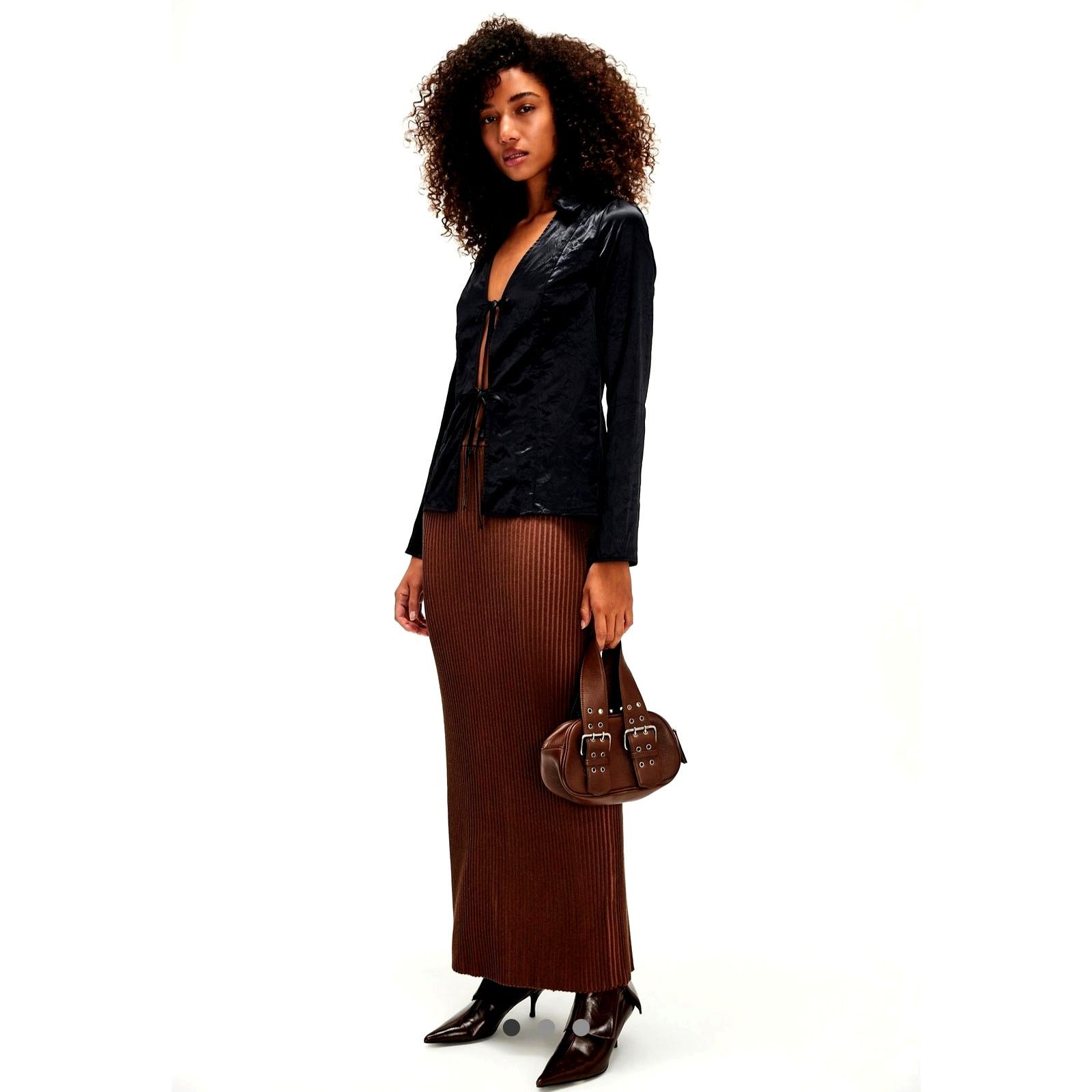 Free People Free People Clara Hi Rise Knit Maxi Skirt Brown Combo size S Size 27" / US 4 / IT 40 - 2 Thumbnail