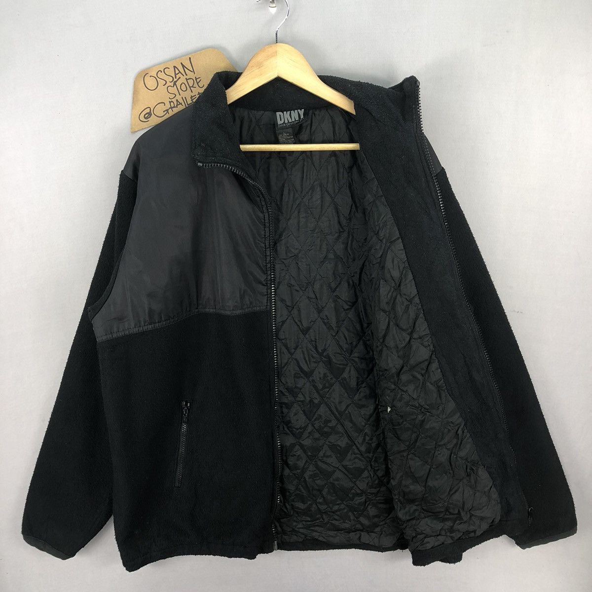 DKNY DKNY Donna Karan Back Spellout Zipper Fleece Jacket Size US XL / EU 56 / 4 - 5 Thumbnail