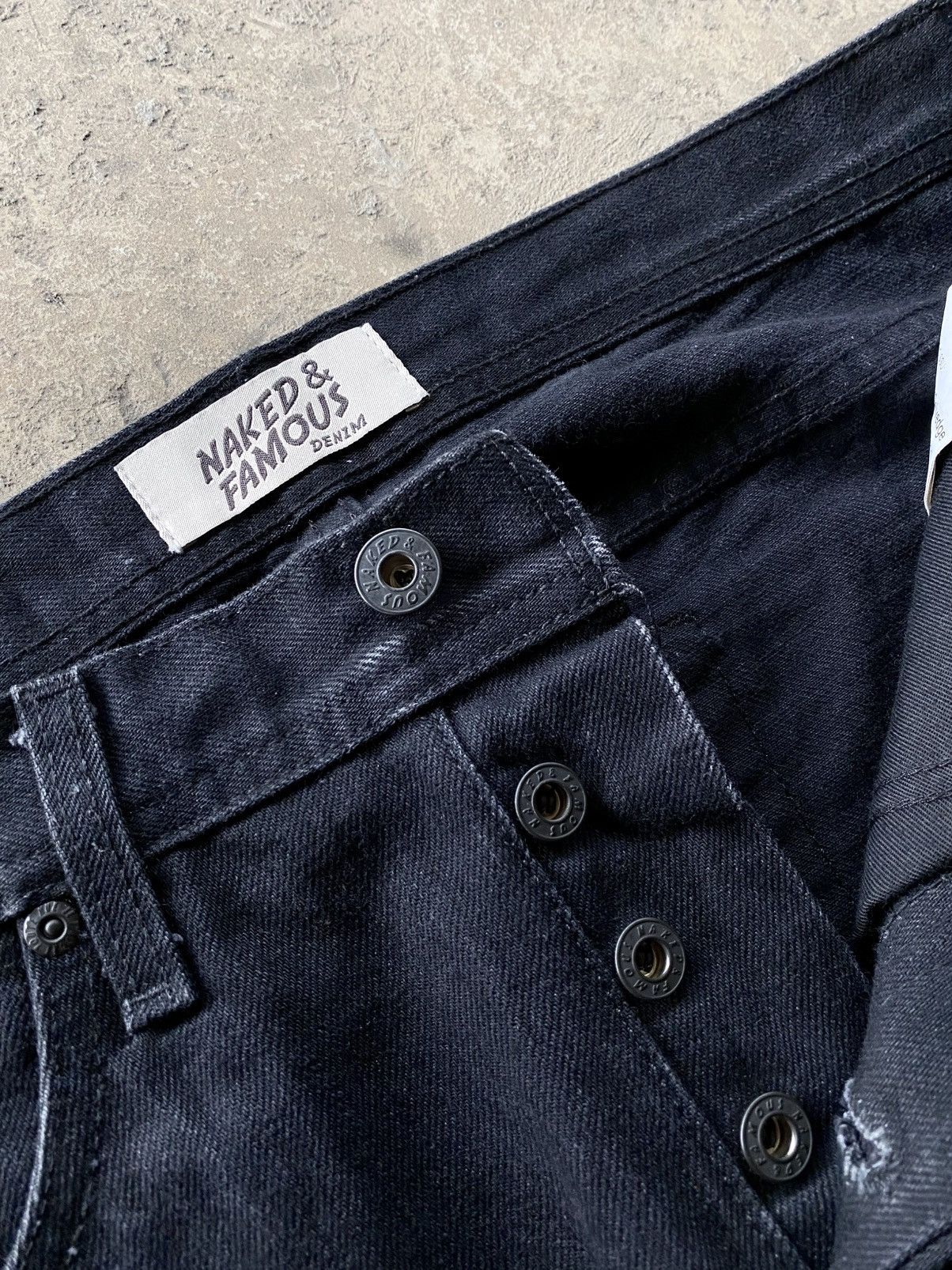 Naked & Famous Naked & famous weird guy solid black selvedge Size US 31 - 9 Thumbnail