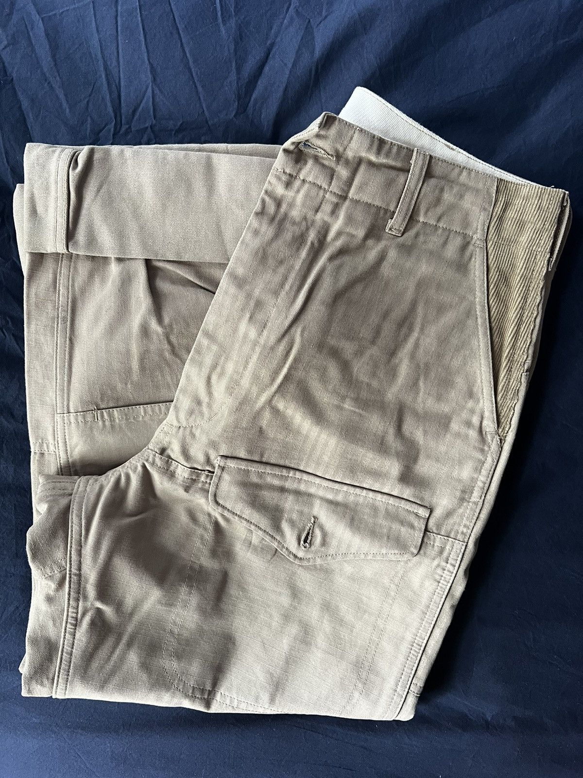 image of Engineered Garments Herringbone Fatigues in Beige, Men's (Size 30)