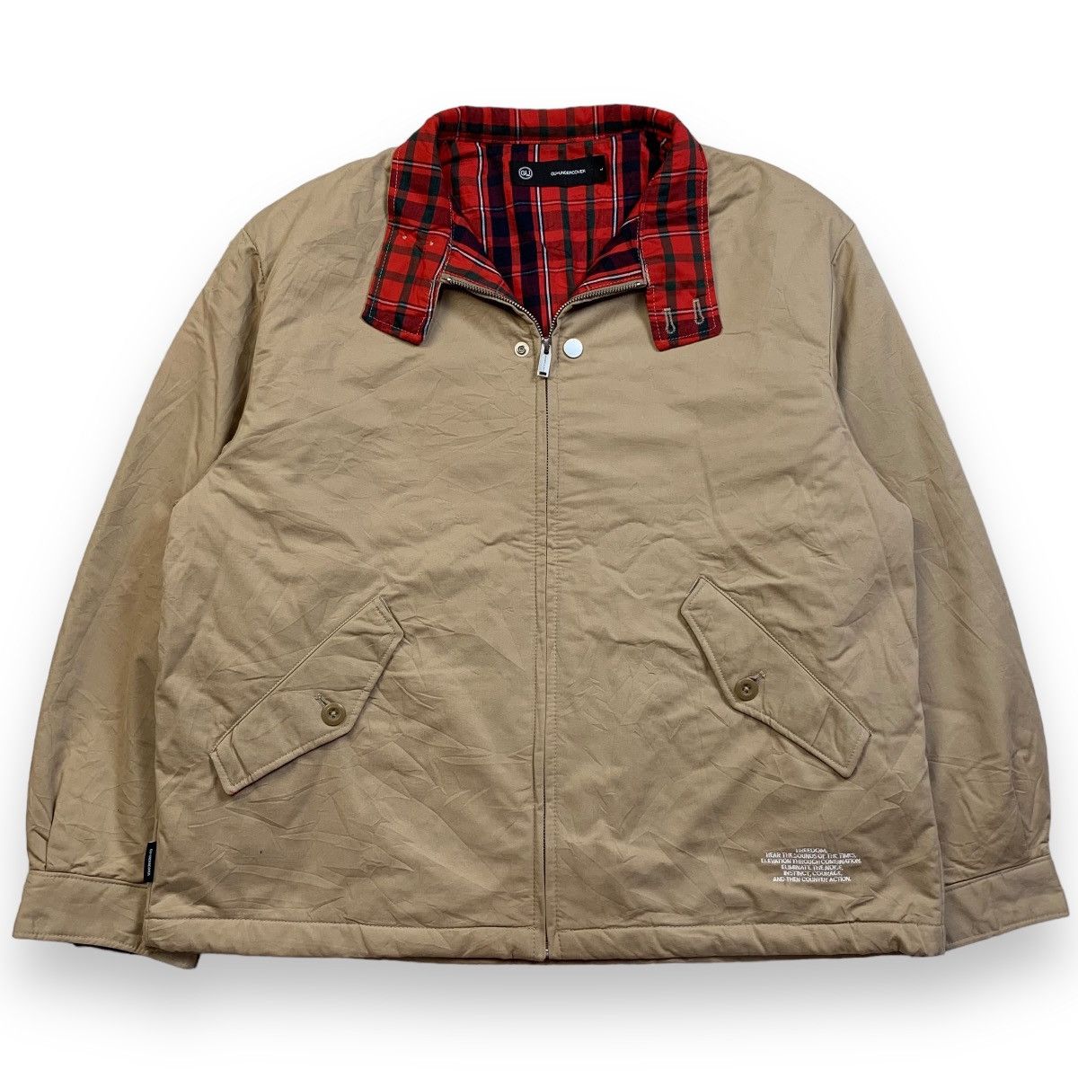 image of Gu X Undercover Padded Twill Blouson Harrington Jacket in Beige, Men's (Size Small)