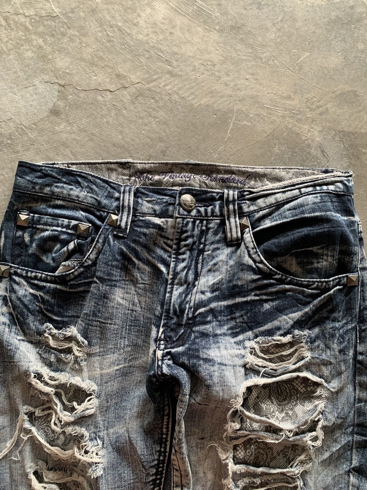 20471120 × Hysteric Glamour × If Six Was Nine distressed stone washed ripped jeans japanese designer Size US 31 - 10 Thumbnail