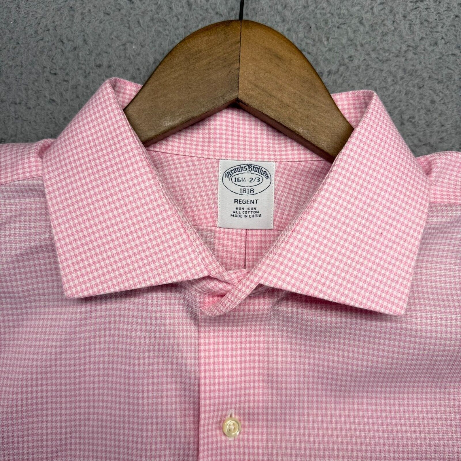Brooks Brothers Brooks Brothers Shirt Men's 16.5 2/3 Pink Houdstooth Plaid Size US L / EU 52-54 / 3 - 4 Thumbnail