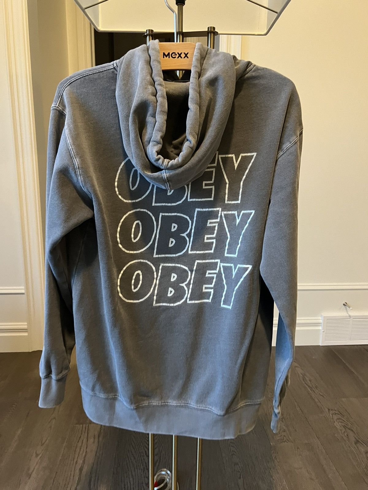 Obey Obey Triple Logo Hoodie – Washed Gray – Size M Size US M / EU 48-50 / 2 - 2 Thumbnail
