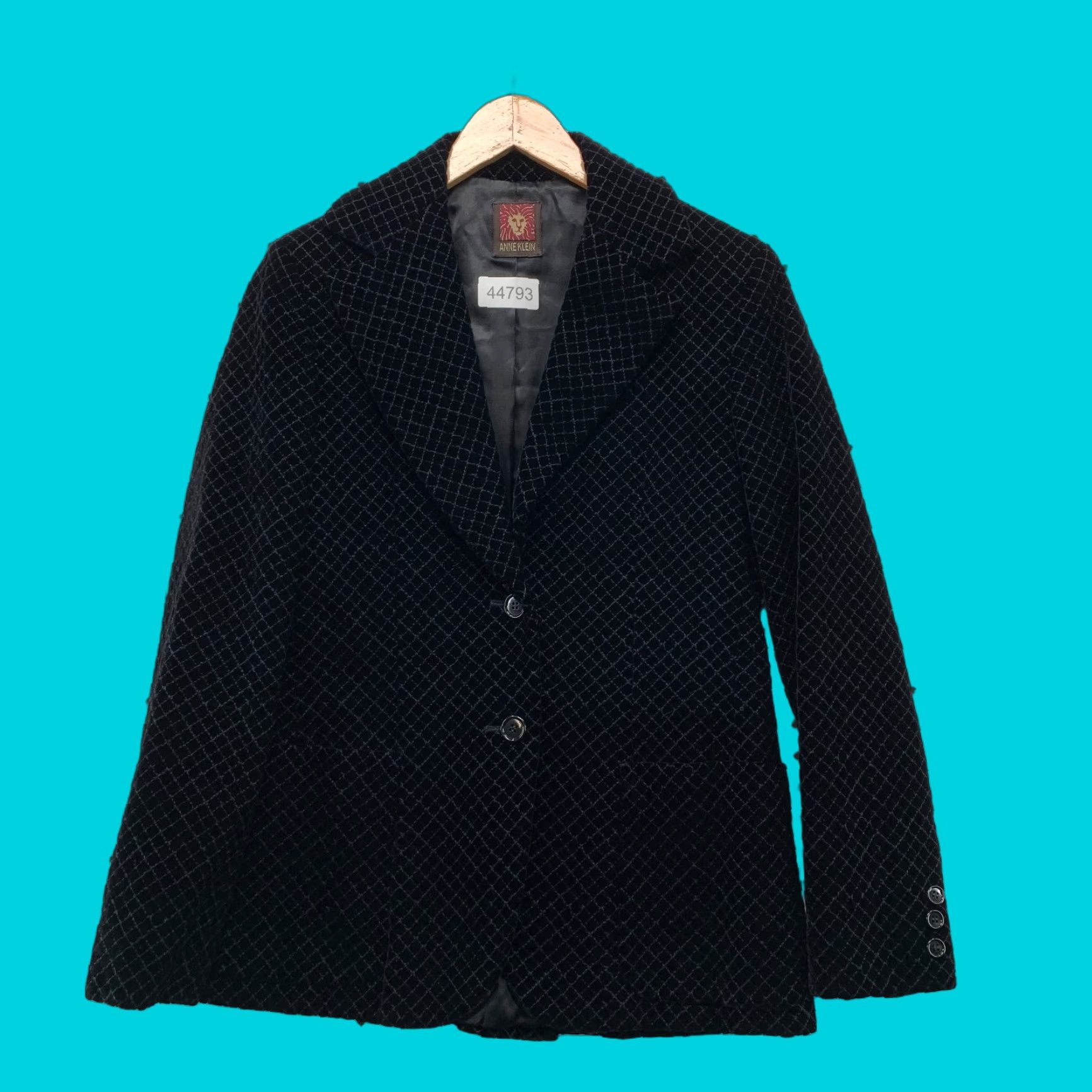 Anne Klein VIntage Anne Klein Velvet Blazer Womens Small Black Check Velour Saks Fifth Size S / US 4 / IT 40 - 1 Thumbnail
