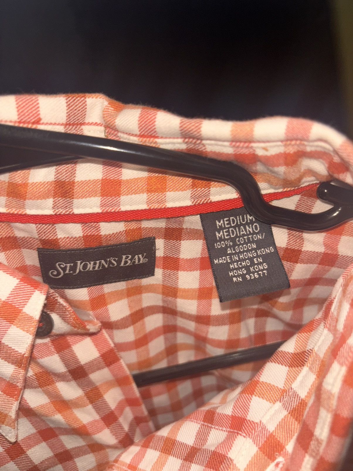 St. Johns Bay St Johns Bay Shirt Mens M Orange Plaid Long Sleeve Flannel Size US M / EU 48-50 / 2 - 3 Thumbnail