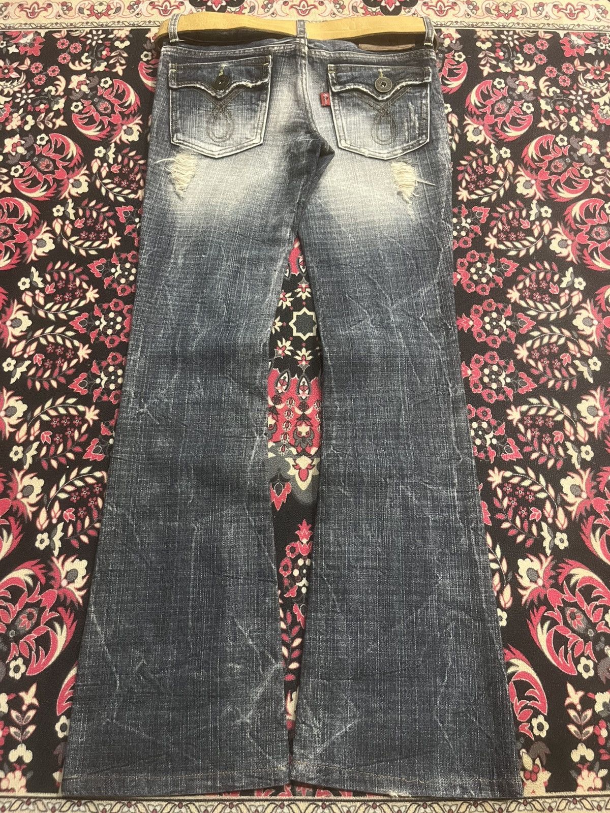 If Six Was Nine Vintage Y2K Japan Maraxia Heavily Destroyed Flare Jeans Size 26" / US 2 / IT 38 - 2 Thumbnail