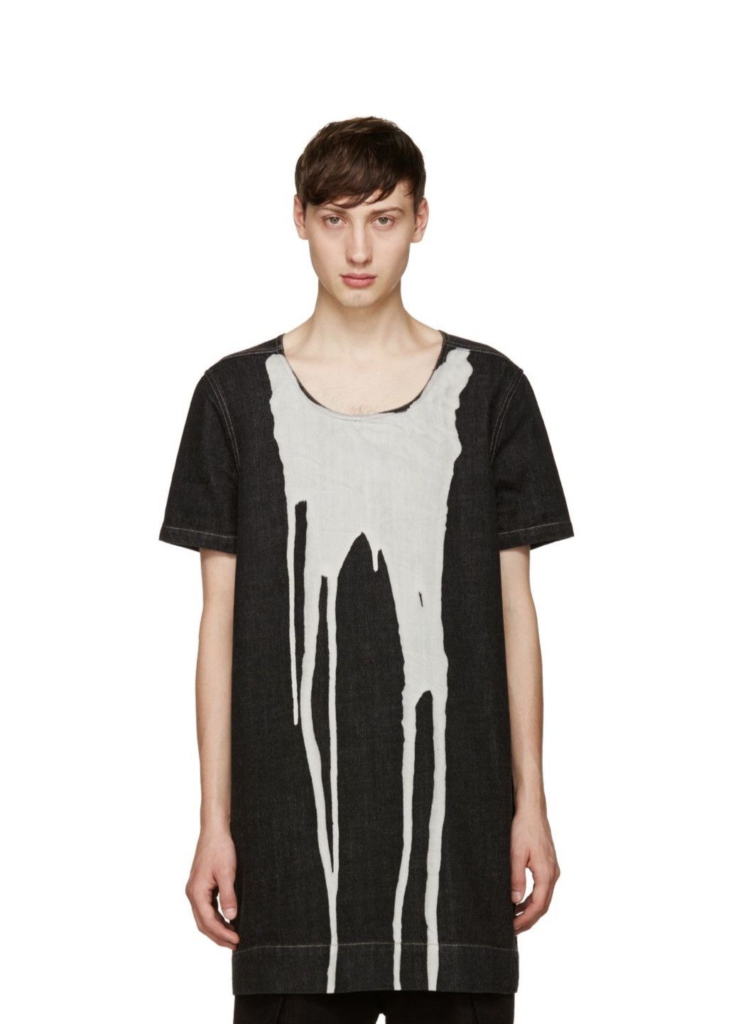 Rick Owens Rick Owens bleach vomit denim short sleeve t-shirt ...