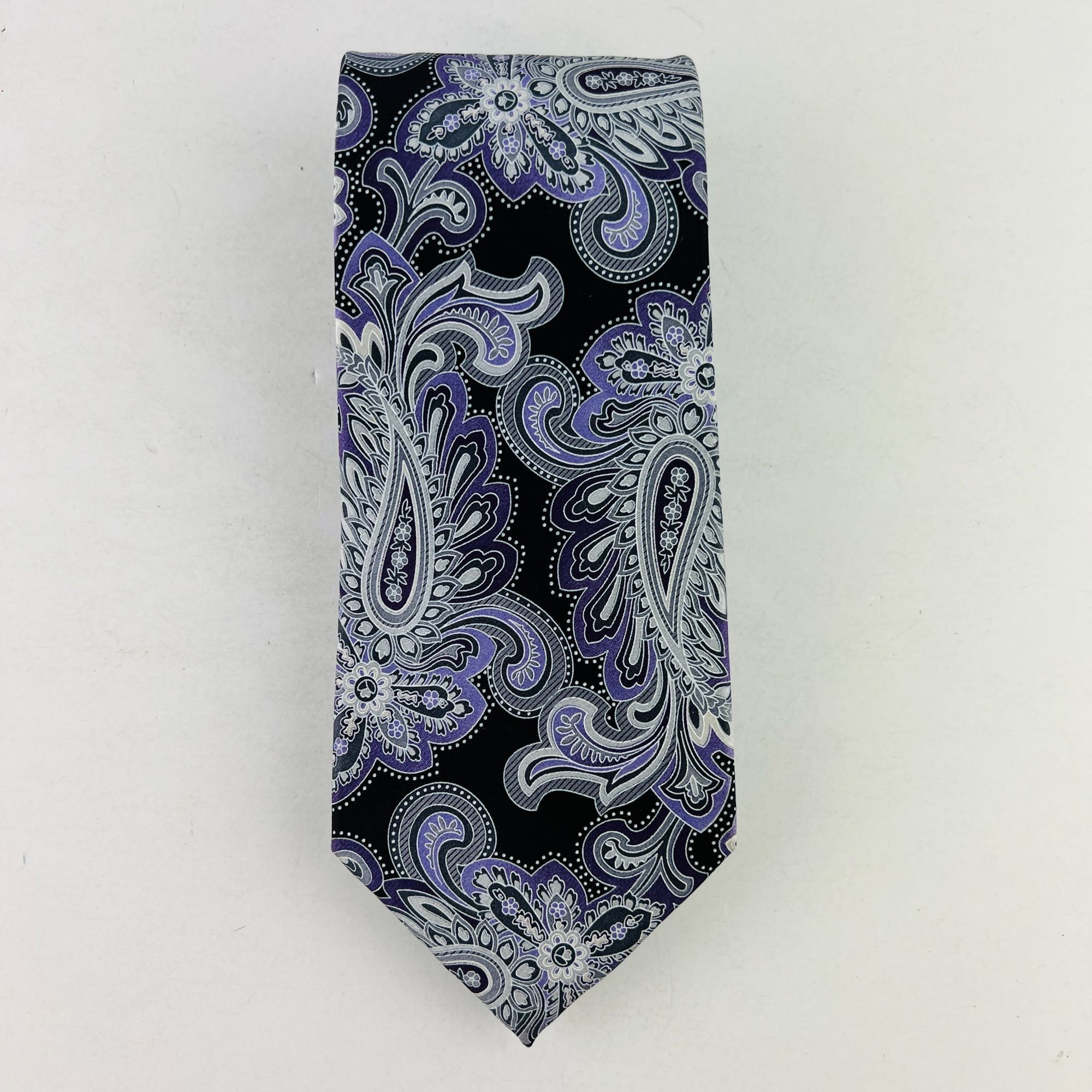Croft & Barrow Croft & Barrow Purple Paisley 100% Silk Necktie Tie Size ONE SIZE - 2 Thumbnail