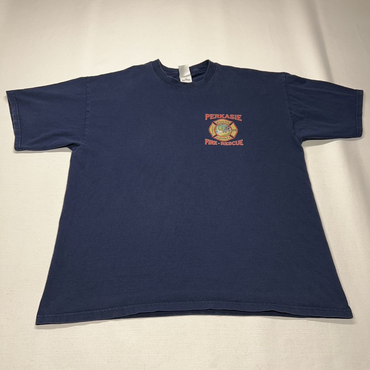 Vintage Fire Rescue Tee Shirt Blue Fighter Bucks County PA Truck Size US XL / EU 56 / 4 - 2 Thumbnail