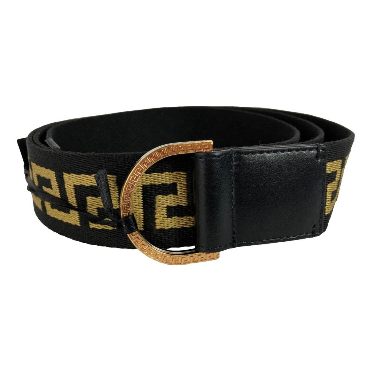 image of NWT 105 42 Auth Versace Greca D Ring Belt Mens XL in Black