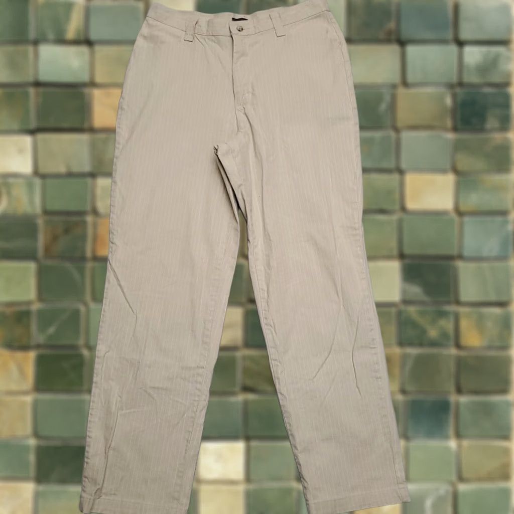 Lee VINTAGE Lee Pants Womens 14 M Beige Pin Striped Y2K 90s USA Fabric High Rise Pants Women 14 Beige Pin Striped High Rise Lee Size 36" / US 14 / IT 50 - 1 Thumbnail